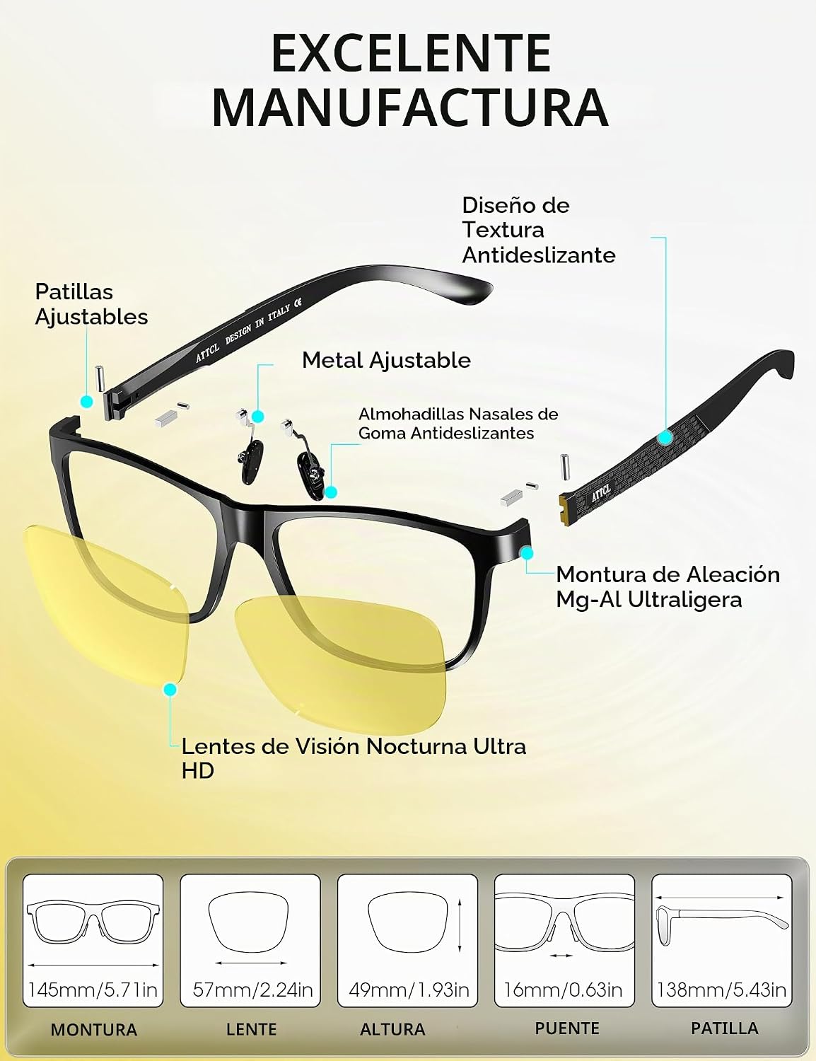 ATTCL Gafas de sol polarizadas para hombre Al-Mg Metal ultraligeras...
