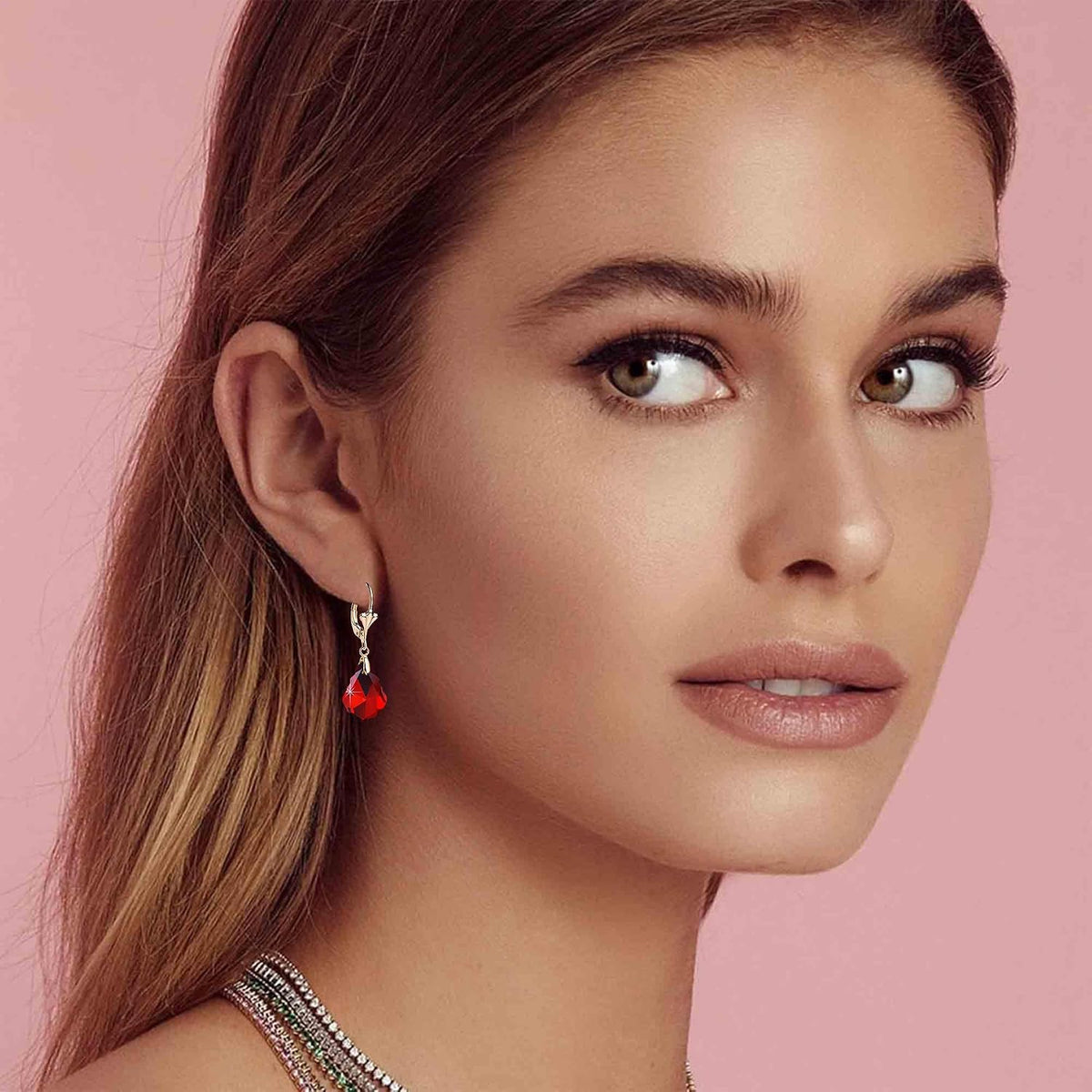 Aretes de cristal austriaco barroco con cierre de palanca para muje...