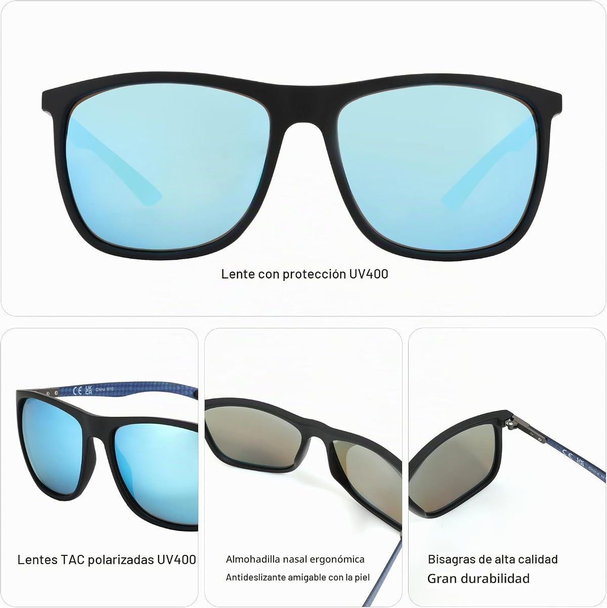 ZENOTTIC Gafas de sol polarizadas cuadradas para hombre, ultraliger...