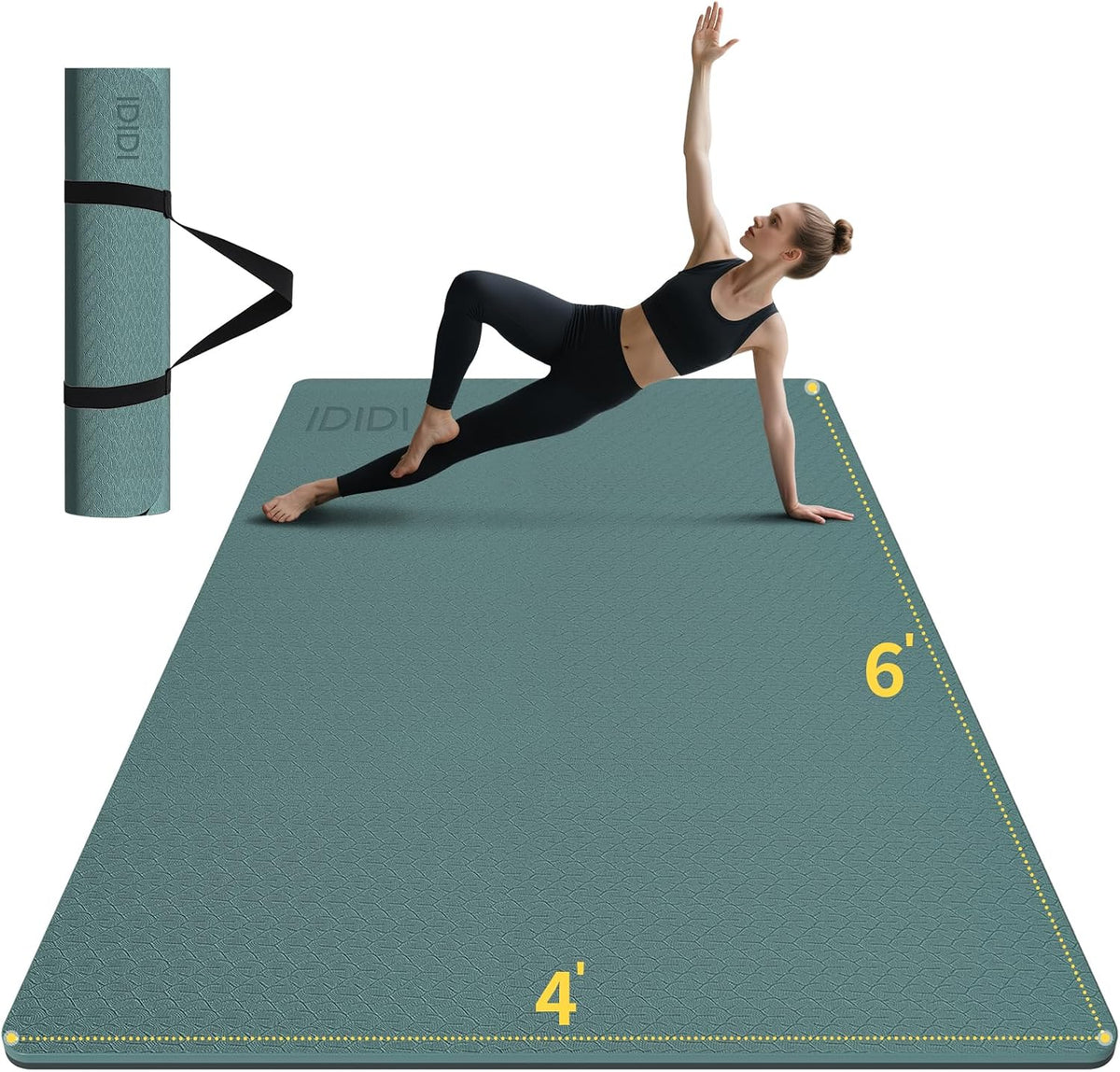 Esterilla grande de yoga de 8 mm (6' x 4') - Extra larga y...