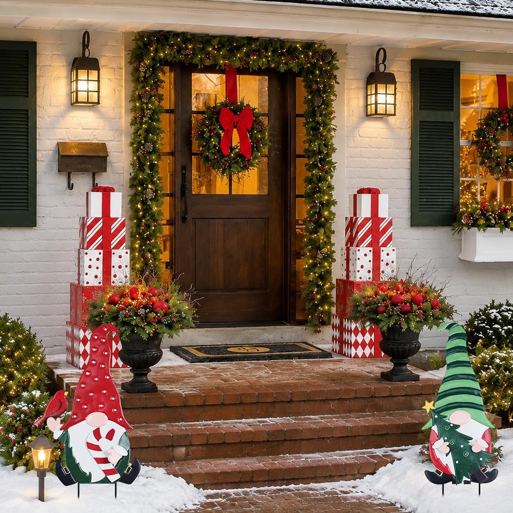 YEAHOME Decoraciones Navideñas para Exteriores, Paquete de 2 Estaca...