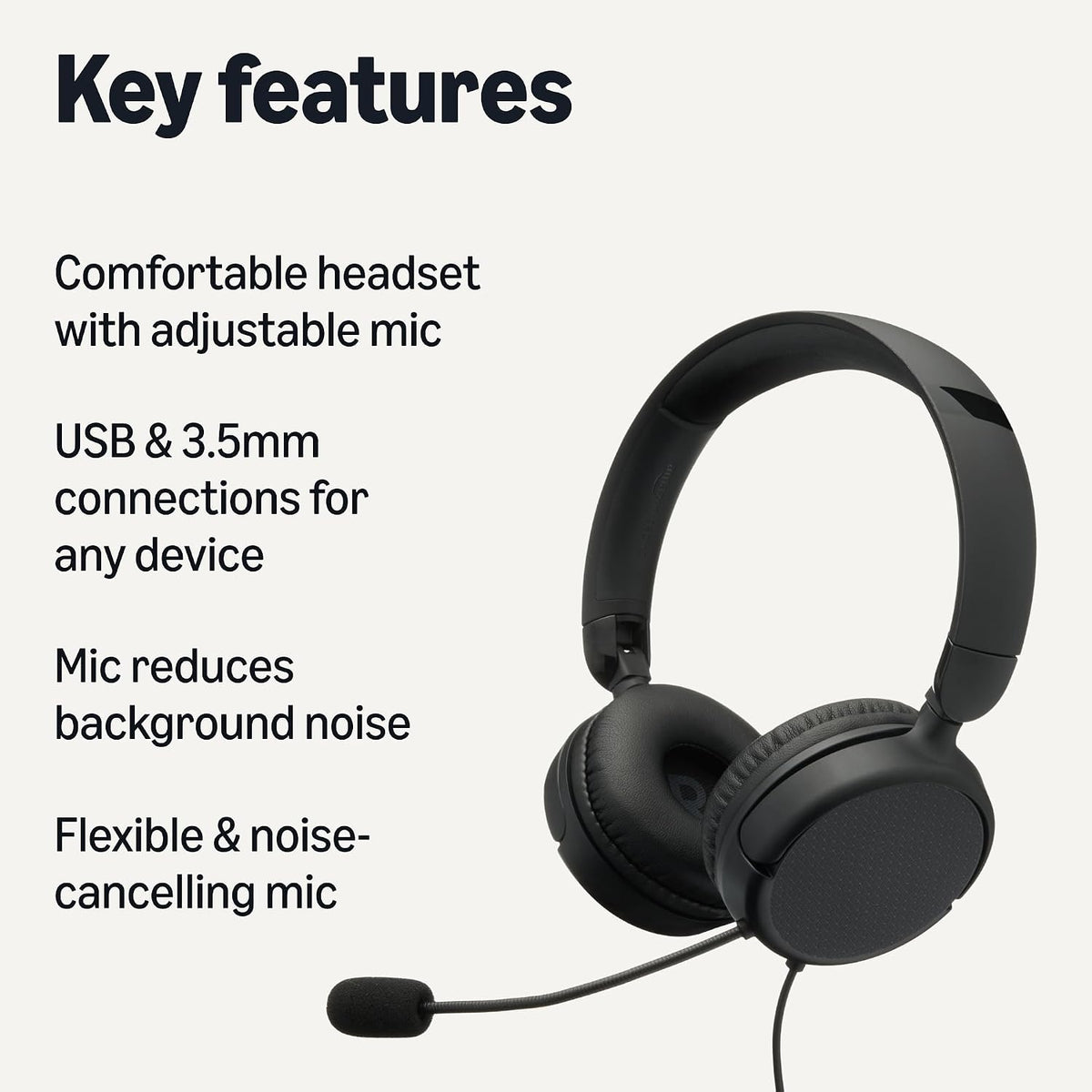 Amazon Basics Auriculares con cable para computadora con micrófono...