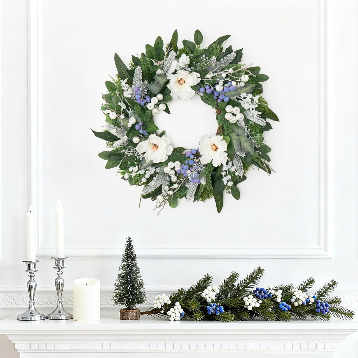 Coronas de invierno para puerta delantera, corona de Navidad e invi...