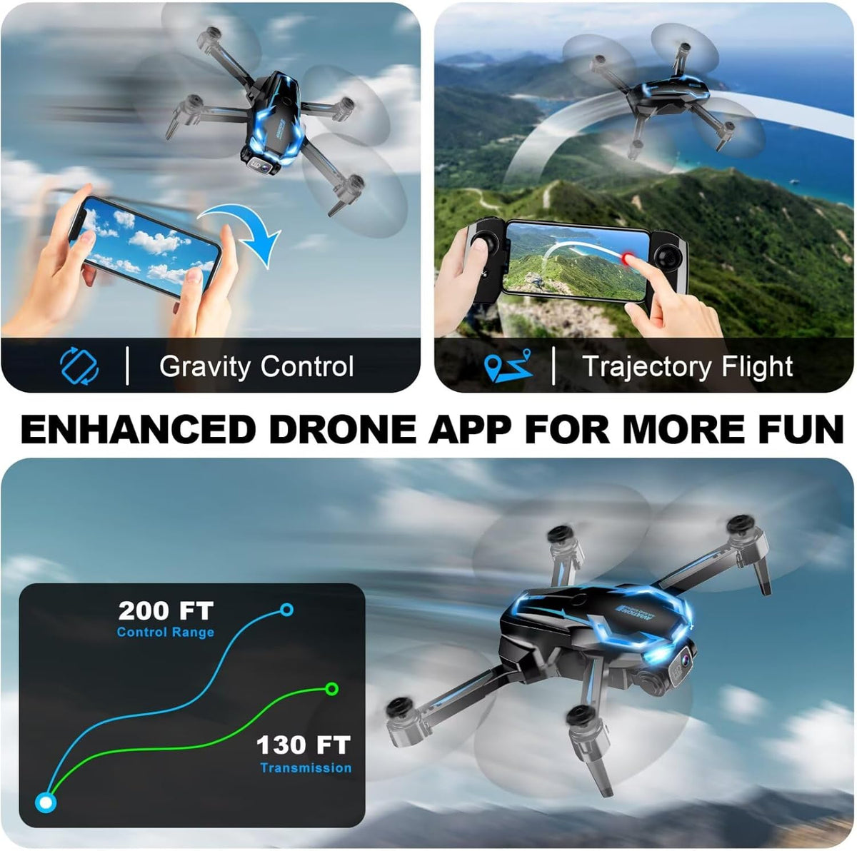 Dron FPV HD 2K con cámara para adultos, retención de altitud, despe...