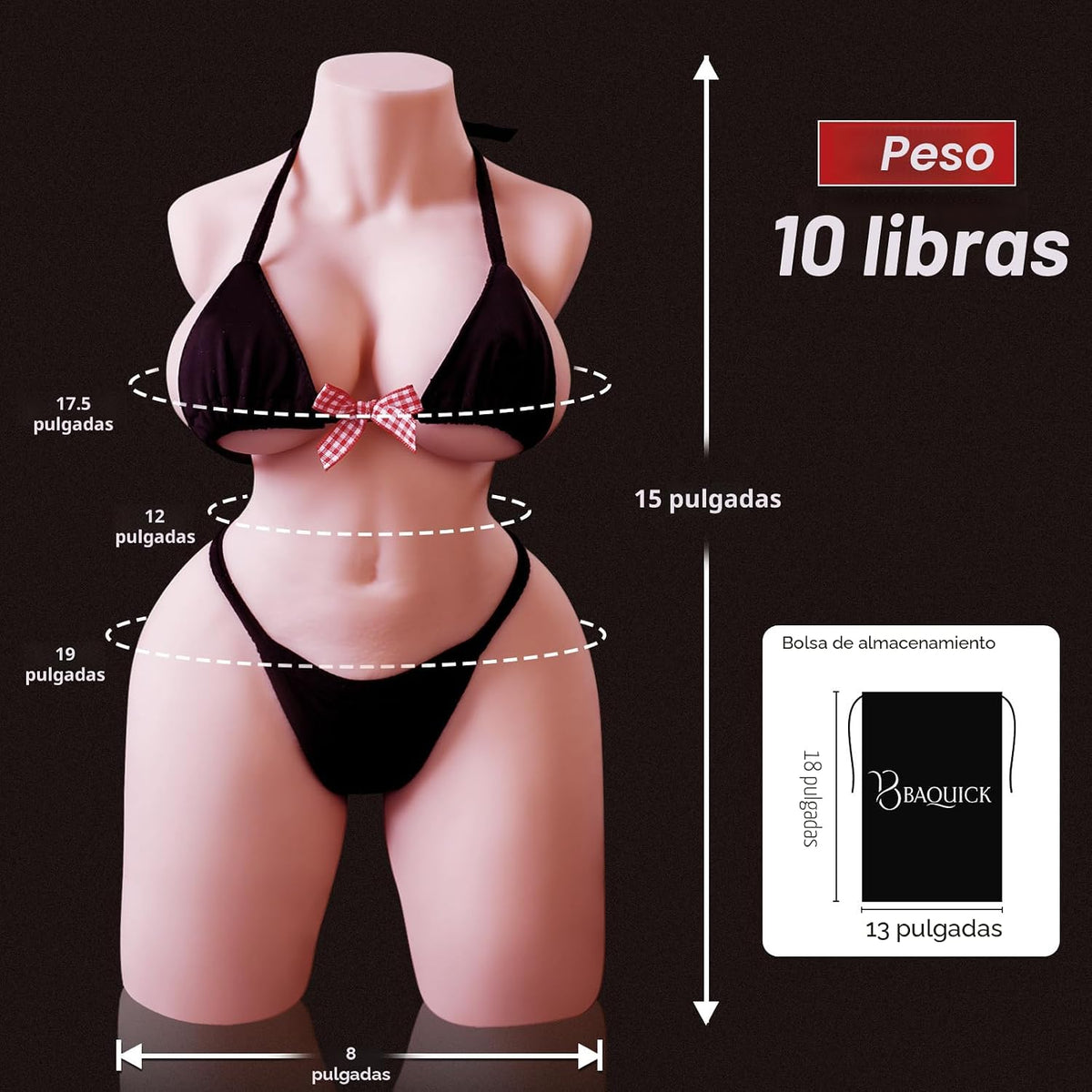 Baquick Juguetes Sexuales Masculinos de 10 Libras para Hombres Muñe...