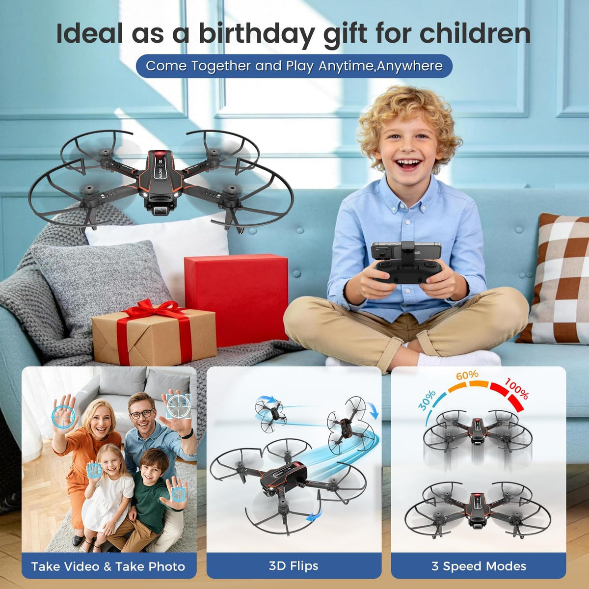 AVIALOGIC Mini dron con cámara y pantalla LCD para niños y adultos,...