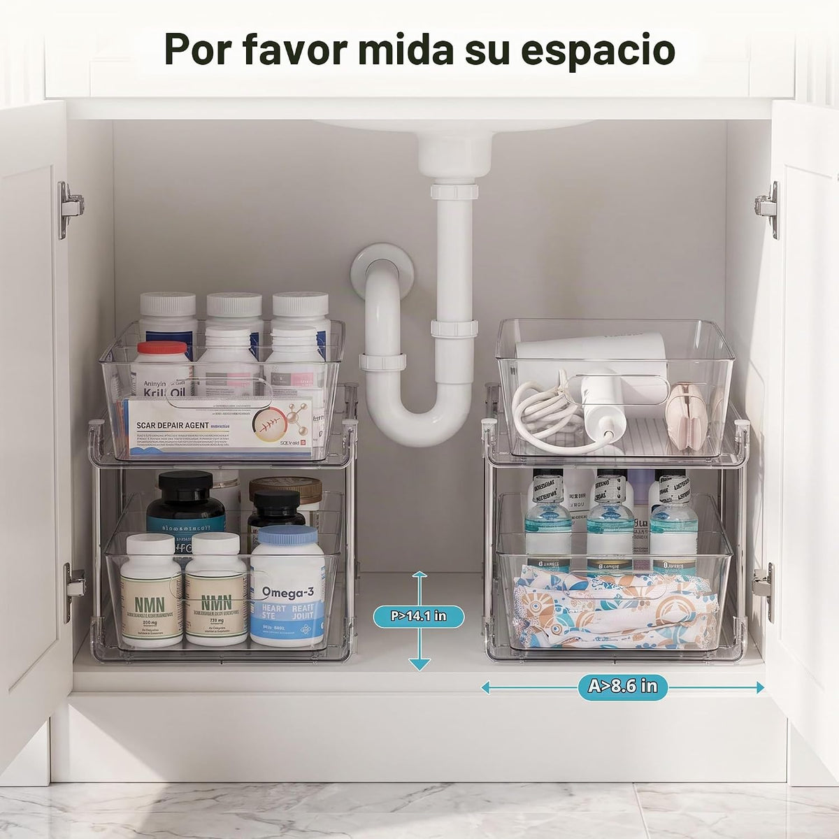 Vtopmart Paquete de 2 organizadores extraíbles más grandes para deb...