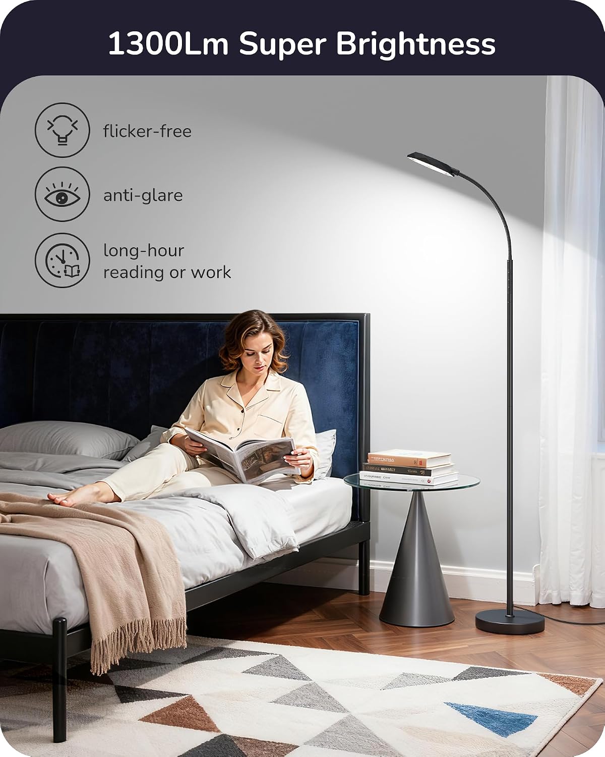 EDISHINE Lámpara de pie LED de 18W para sala de estar, superficie d...