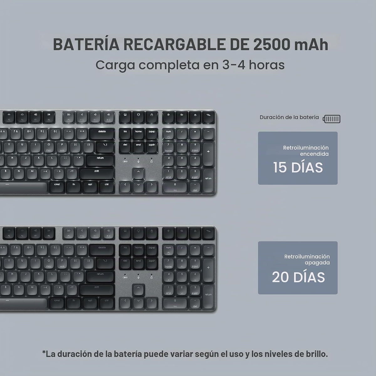 Satechi SM3 - Teclado mecánico para Mac y Windows, 108 teclas de ta...