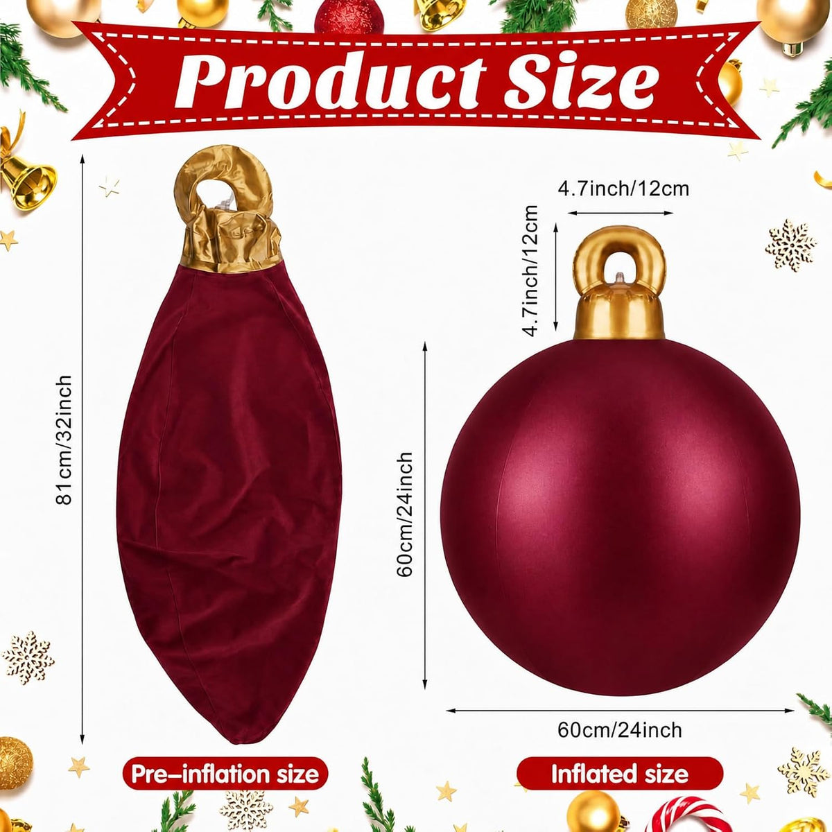 Jetec 2 piezas de 32 pulgadas gigantes de PVC inflables de Navidad...