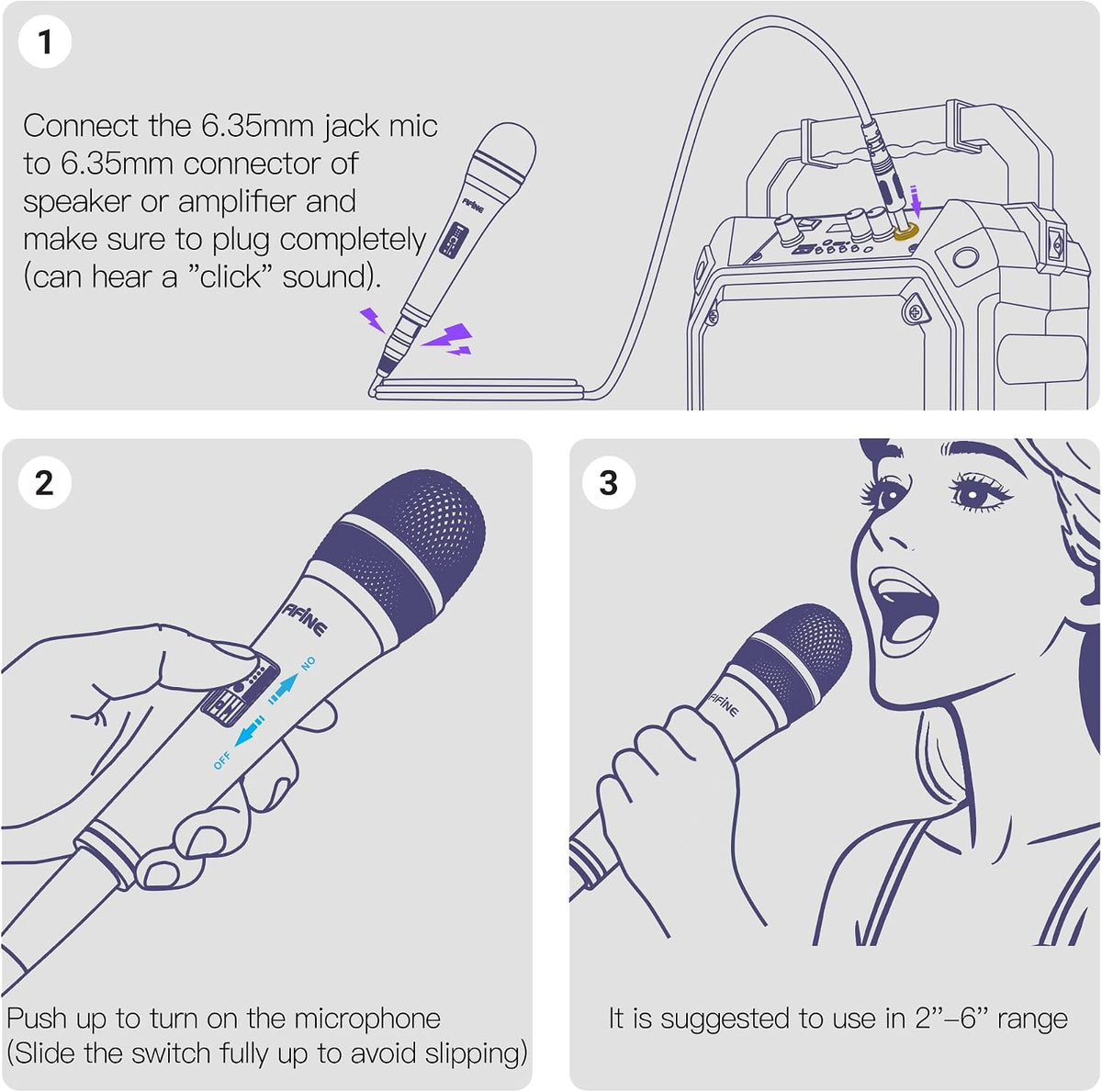 Micrófono de karaoke FIFINE K6 con conector 1\/4\u201D, micrófono v...