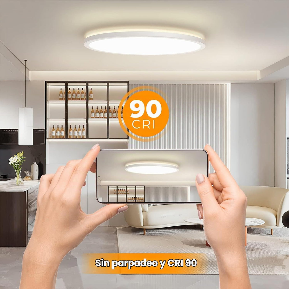 BLNAN Lámpara LED de techo empotrada con control remoto, 15.4 pulga...