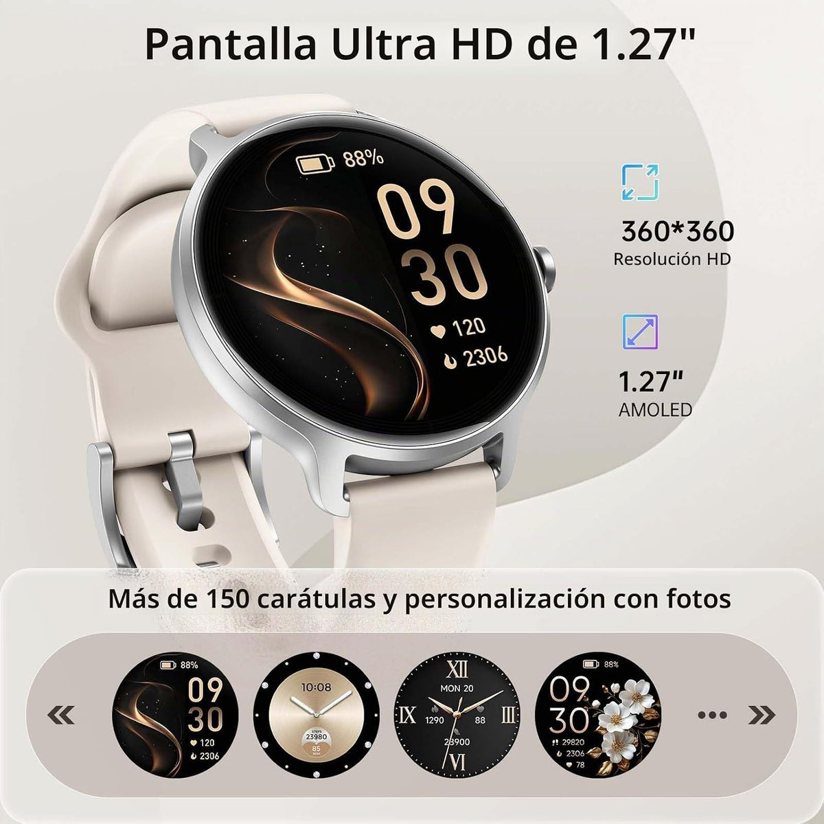 Reloj inteligente para mujer, pantalla AMOLED de 1.27 pulgadas con...