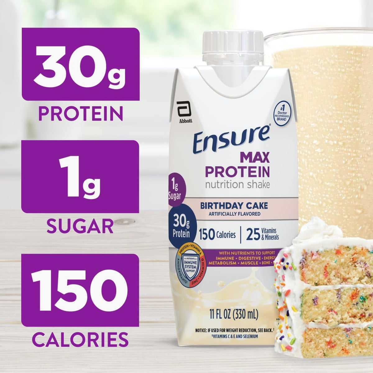 Ensure Max Protein - Batido de proteína sabor a pastel de cumpleaño...
