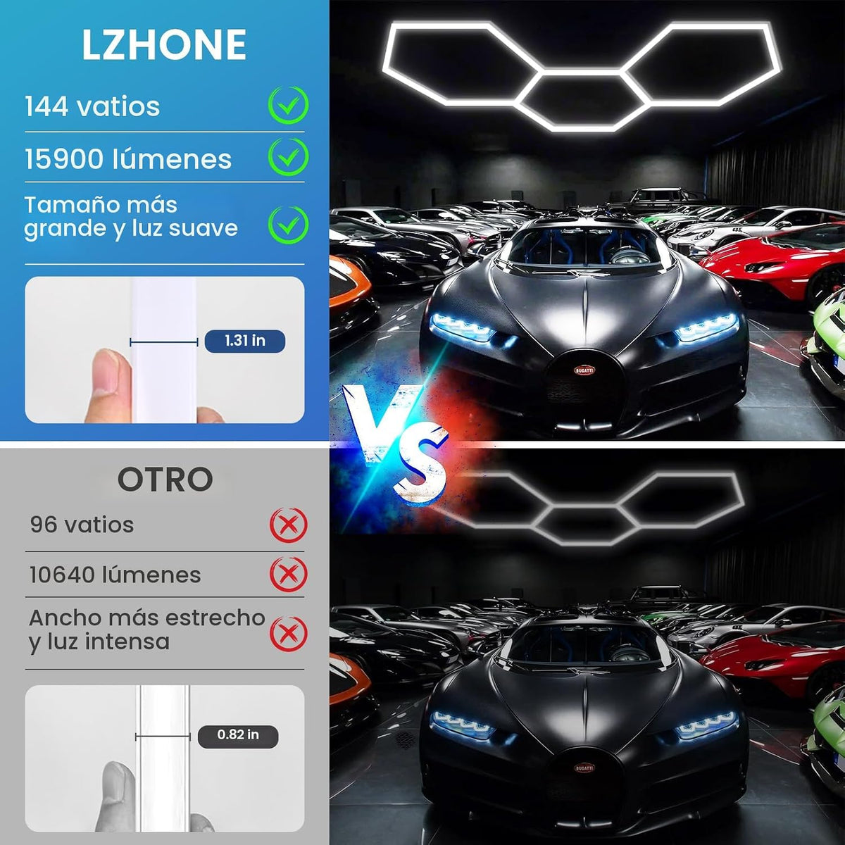 LZHOME Luces LED Hexagonales de Cochera: 15900LM Super Brillantes 3...