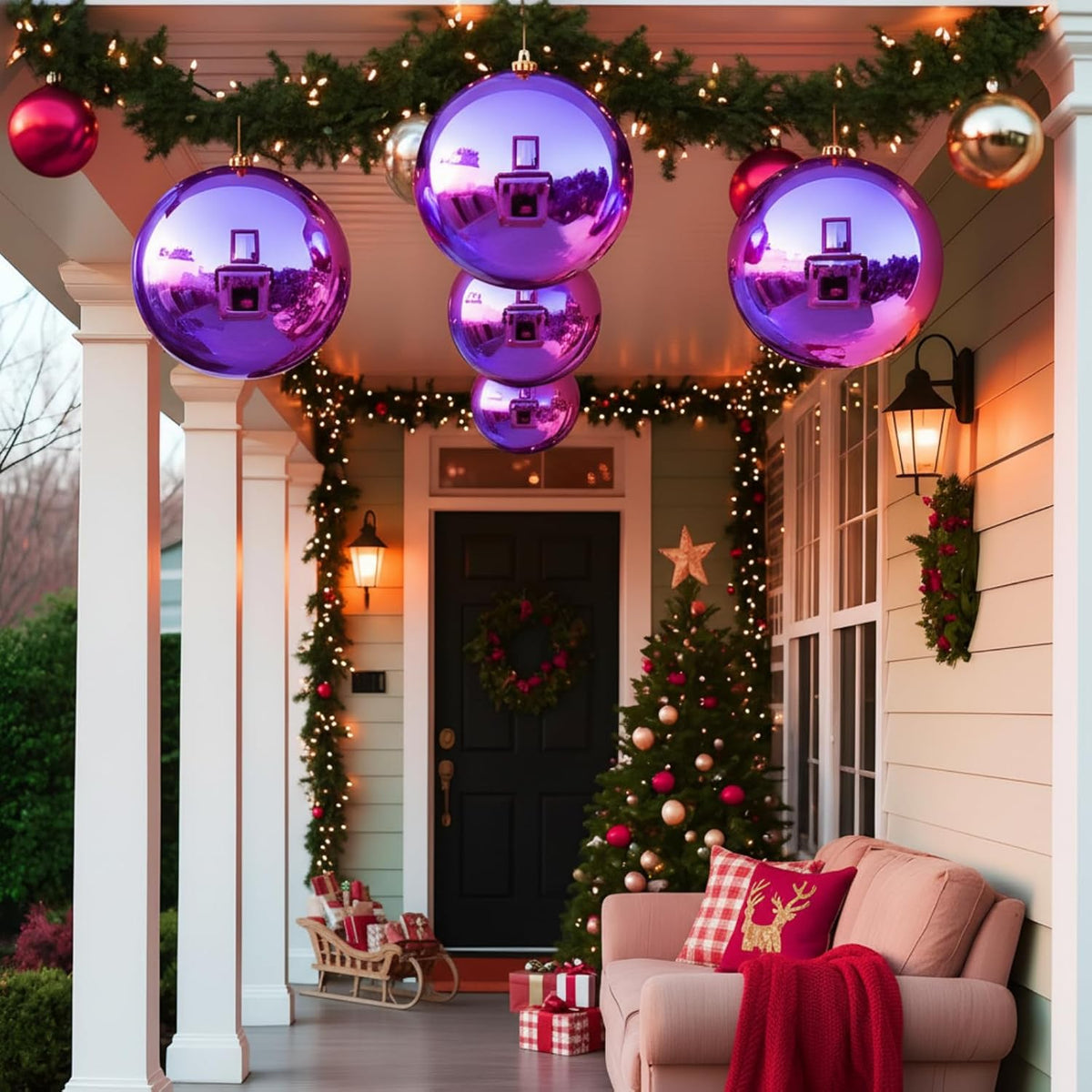 Zubebe 4 piezas Adornos de bola de Navidad extra grandes de 8"...