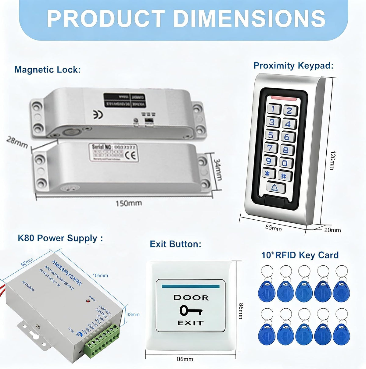 Kit de sistema de control de acceso, cerradura de perno de caída |...