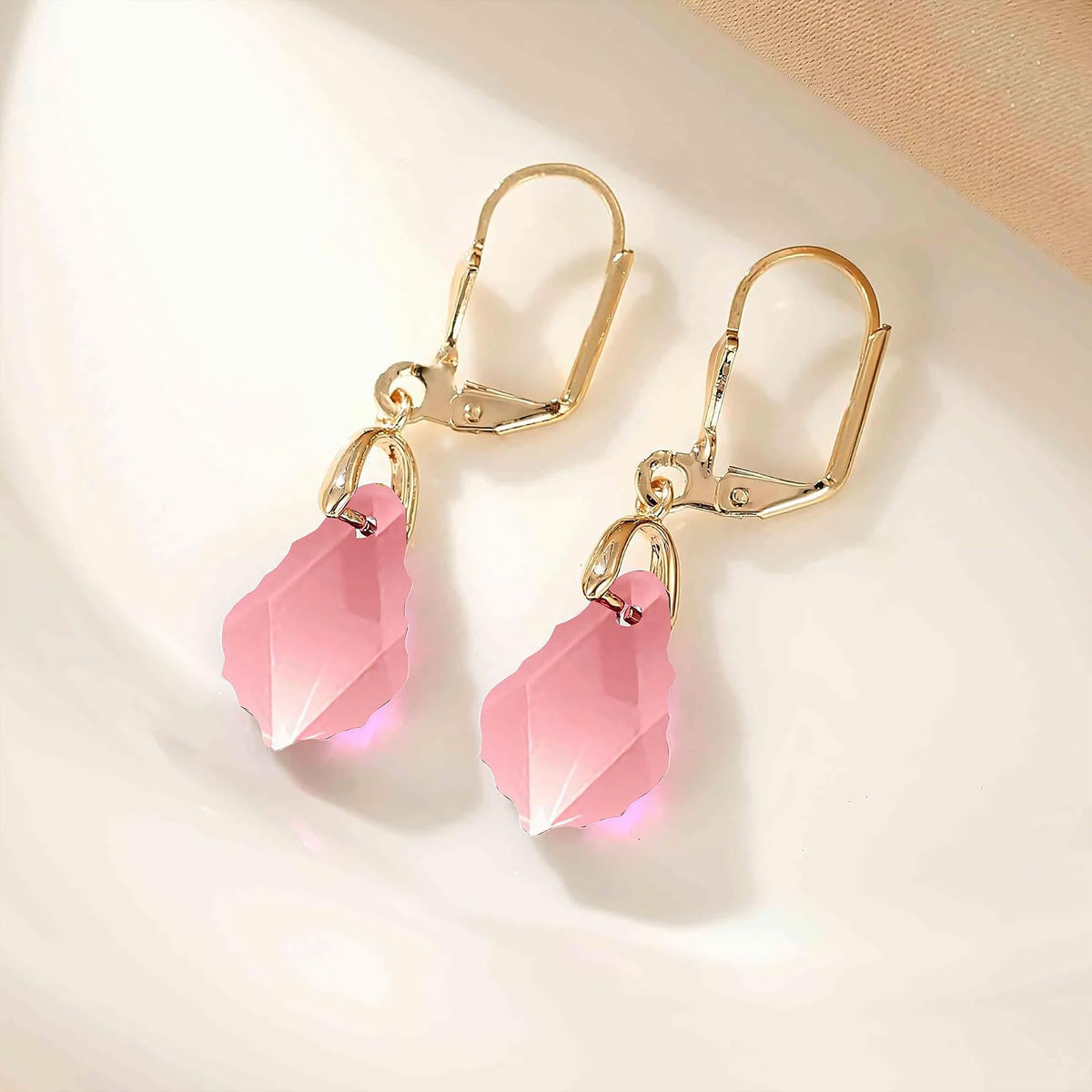 Aretes de cristal austriaco barroco con cierre de palanca para muje...
