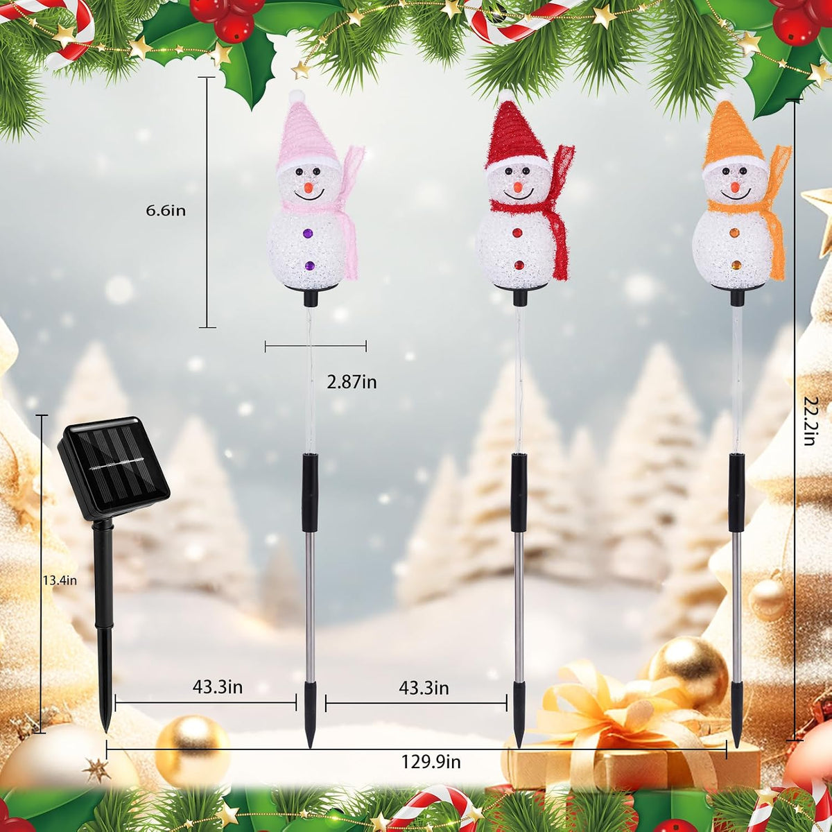 Luces solares de camino de Navidad para decoración al aire libre, j...