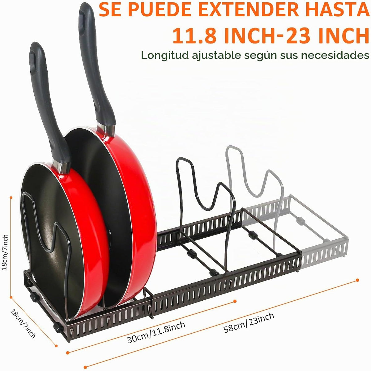 ROOHUA Estante organizador de tapas de ollas y sartenes para debajo...