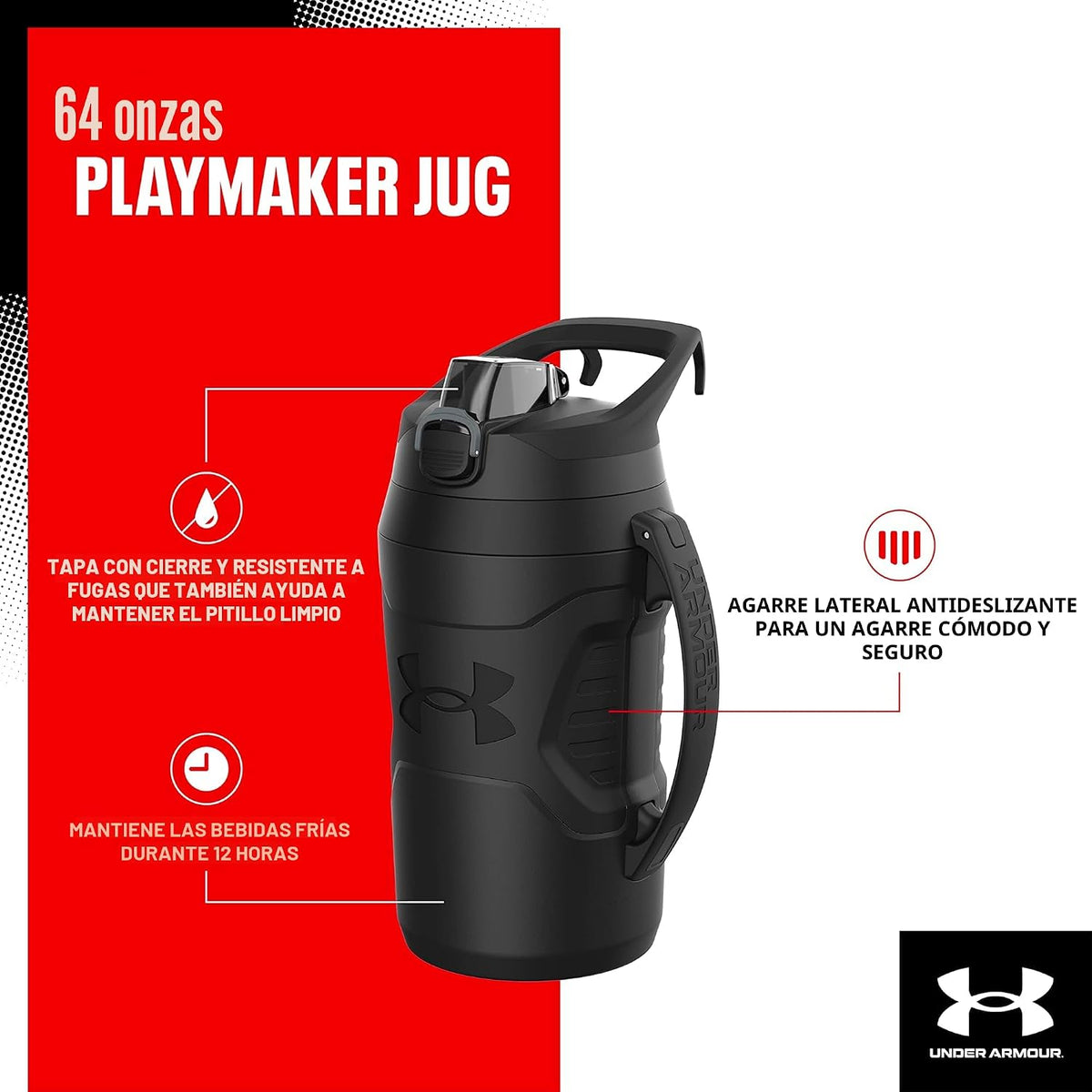 Under Armour Botella de agua aislada con asa y gancho para cerca, j...