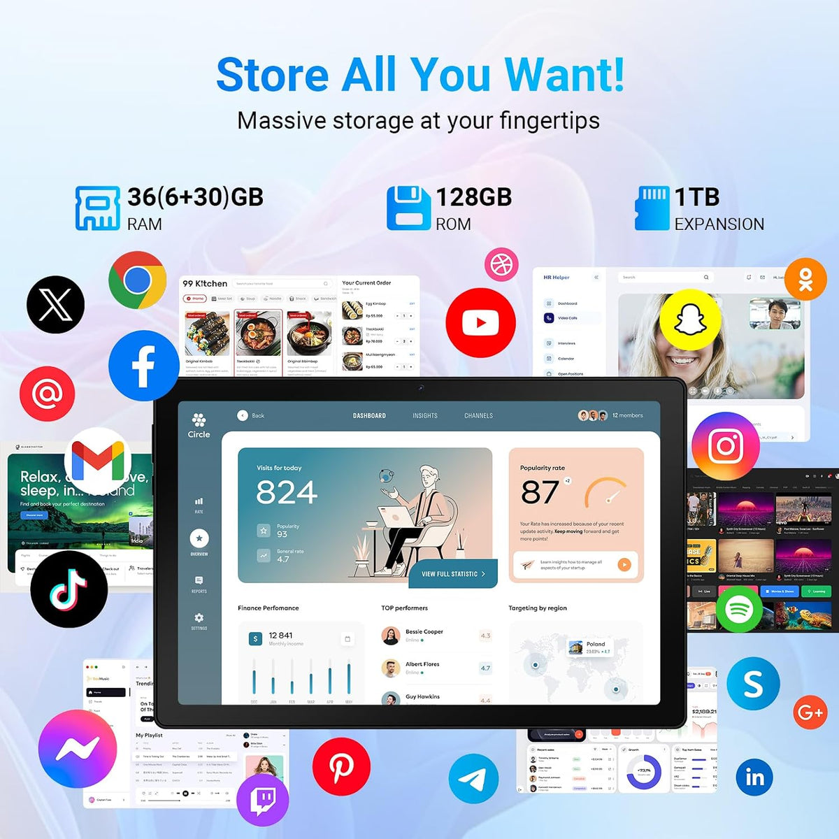 URAO Tableta, Tableta Android 16 de 11" Octa-core 36GB+128GB Gemini...