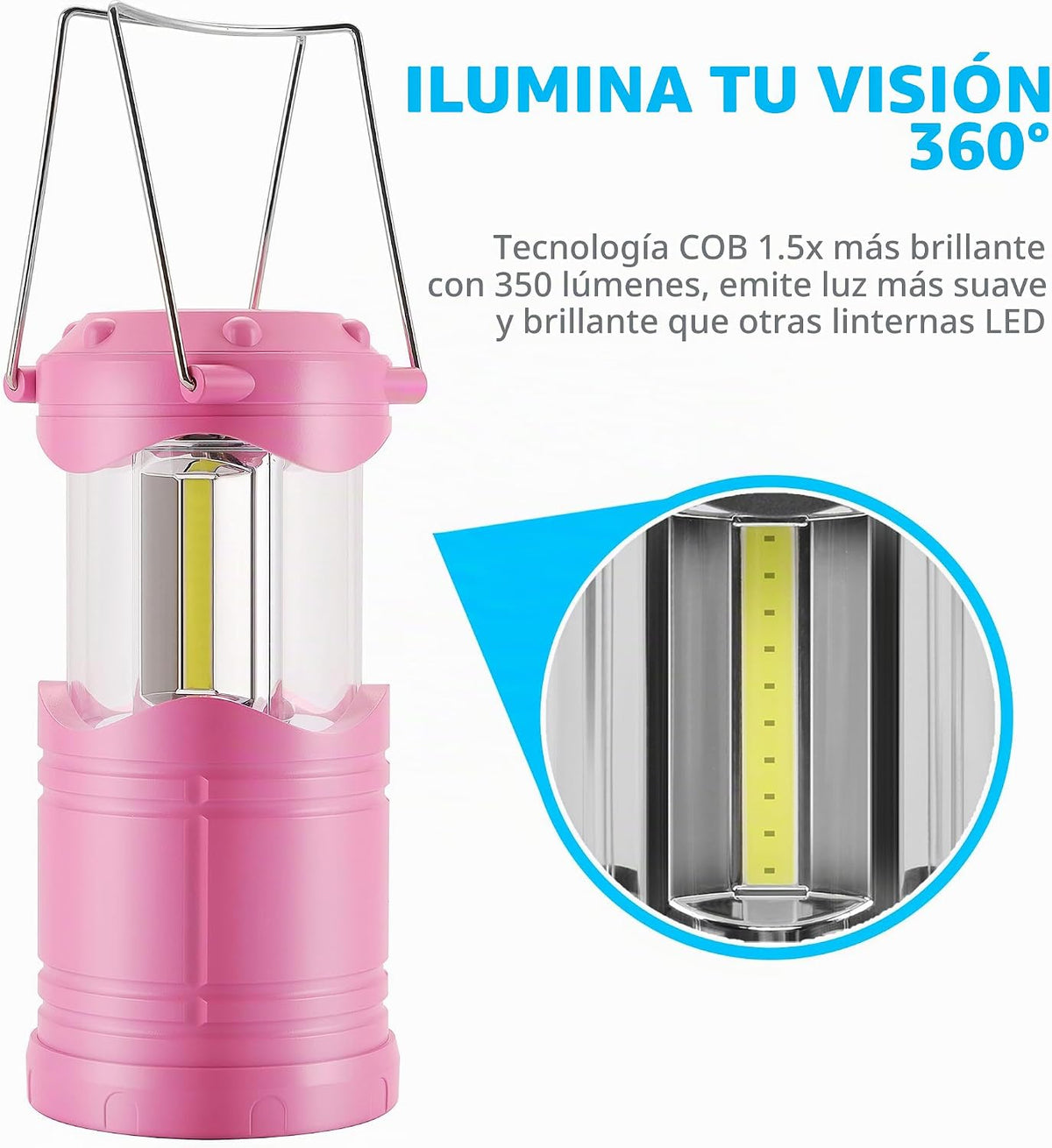 Lichamp Linterna LED de camping, paquete de 4 linternas alimentadas...