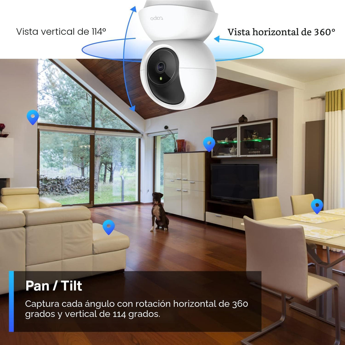 Tapo Cámara de seguridad 2K Pan Tilt para monitor de bebé, cámara d...