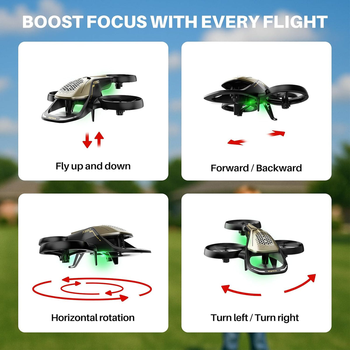 SYMA X990 - Avión RC para niños, acrobacias volando con protector d...