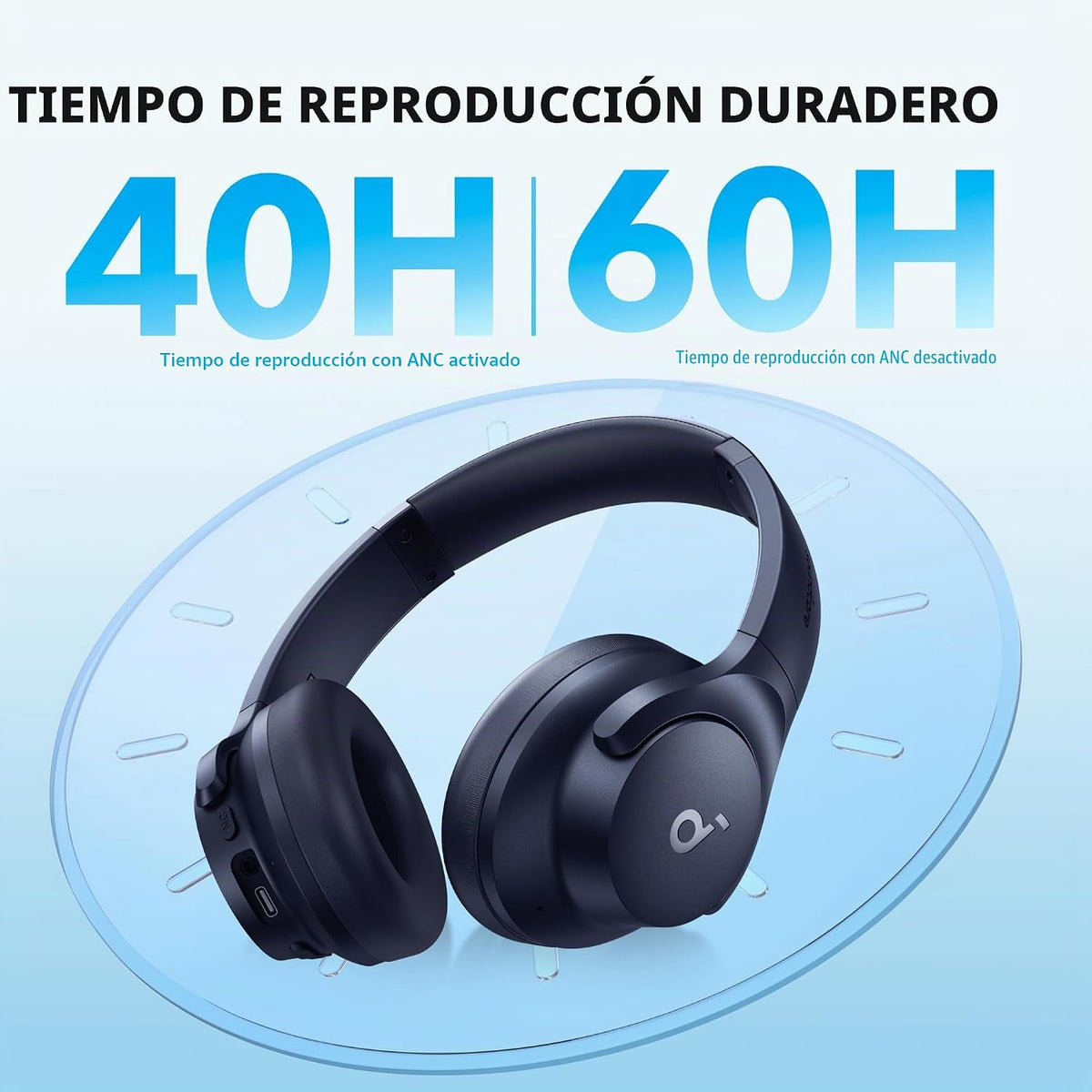 Auriculares Soundcore by Anker Q20i con funda protectora, azul, paq...