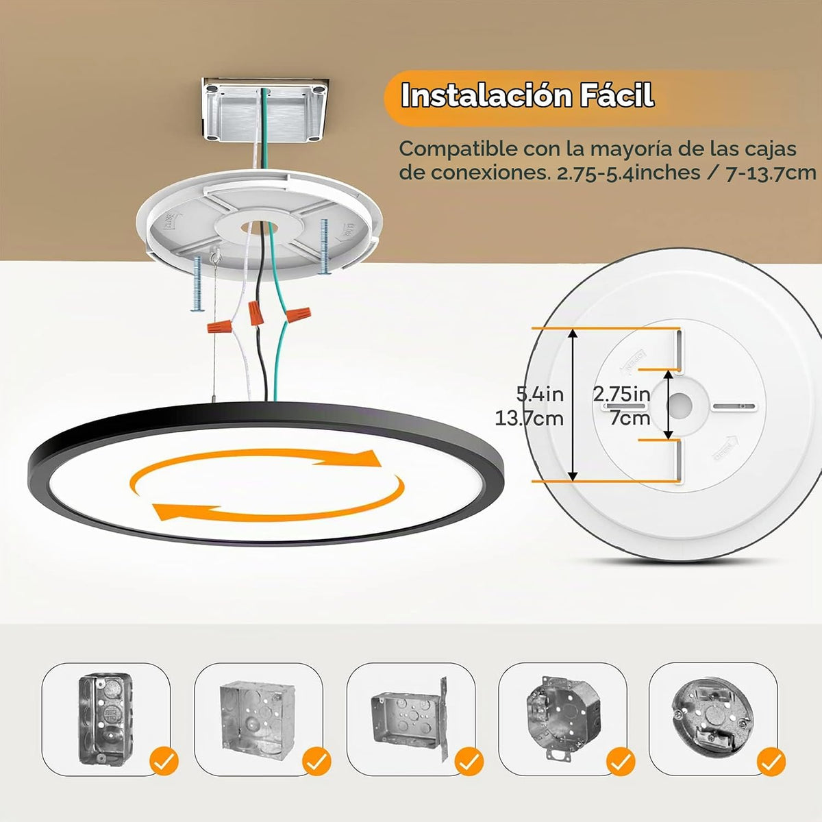 BLNAN Lámpara LED de techo empotrada con control remoto, 15.4 pulga...