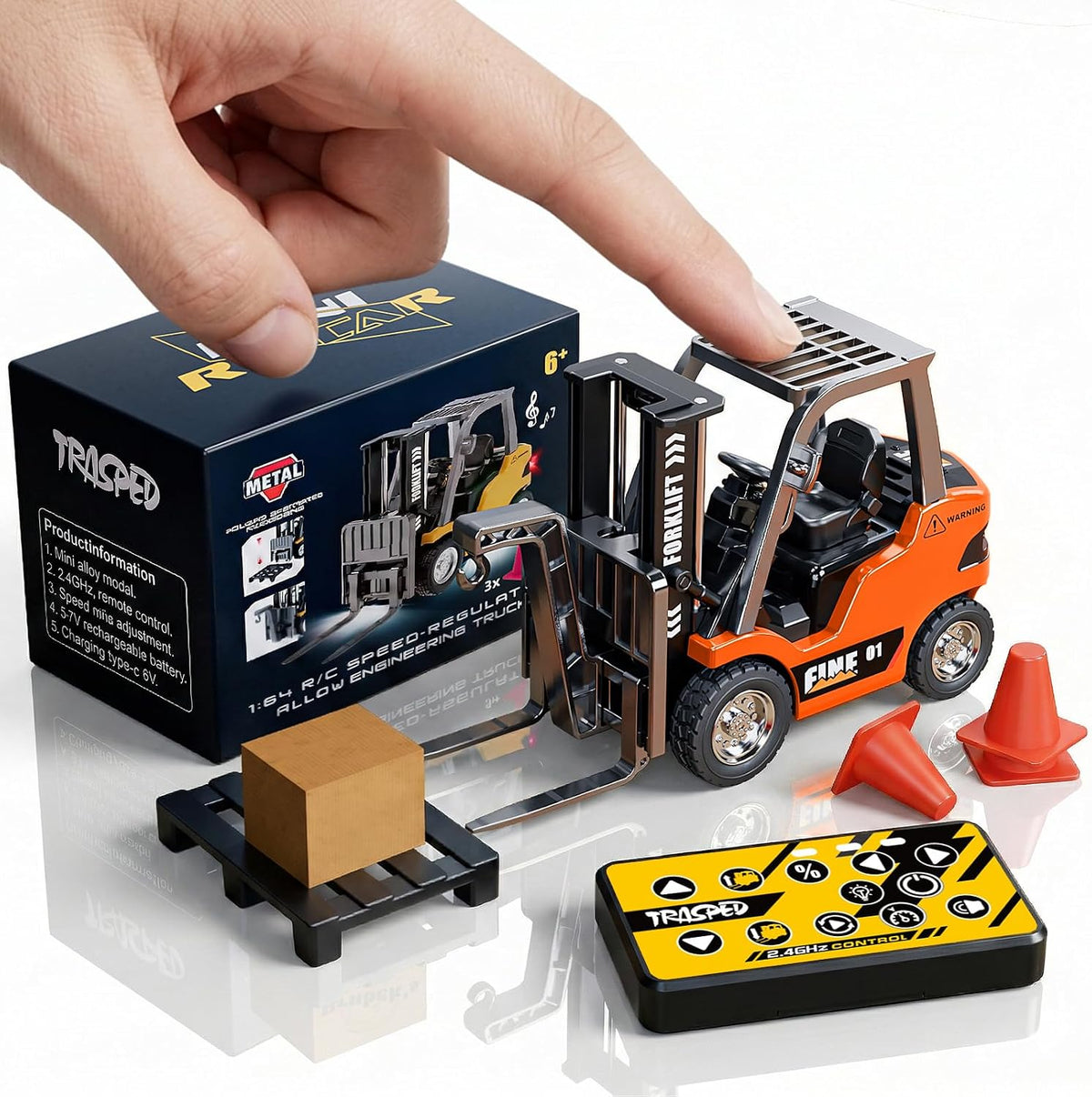 TOPMVP 1\/64 MINI RC Carretilla Elevadora Juguetes, Camión de Ingen...