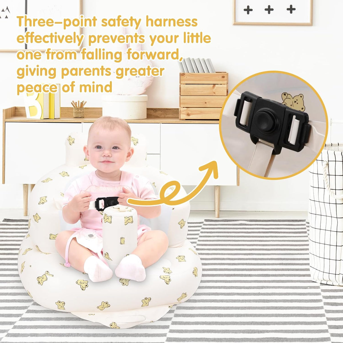 EKEPE Asiento de bebé inflable con arnés para bebés de 3 meses en a...