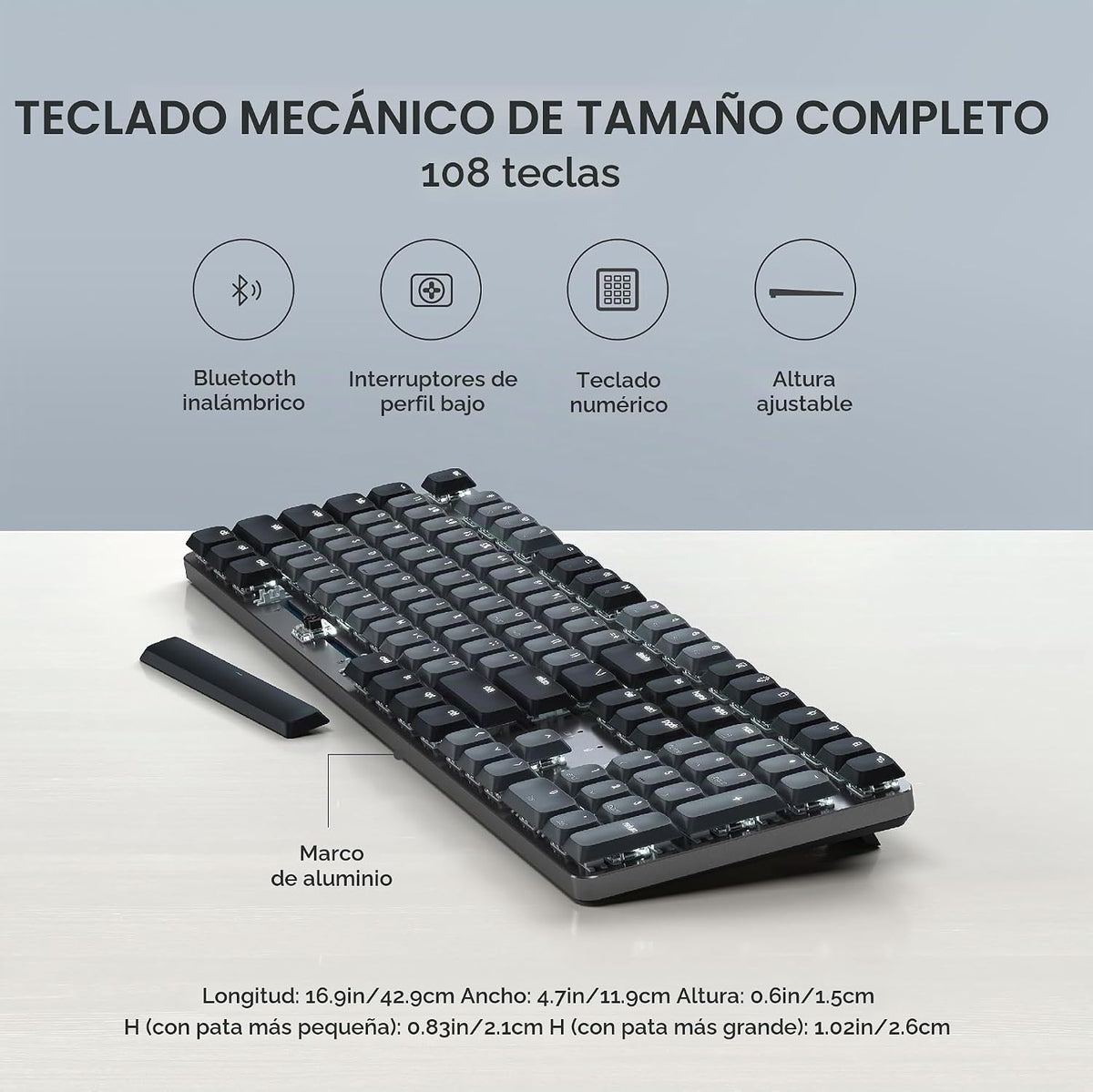Satechi SM3 - Teclado mecánico para Mac y Windows, 108 teclas de ta...