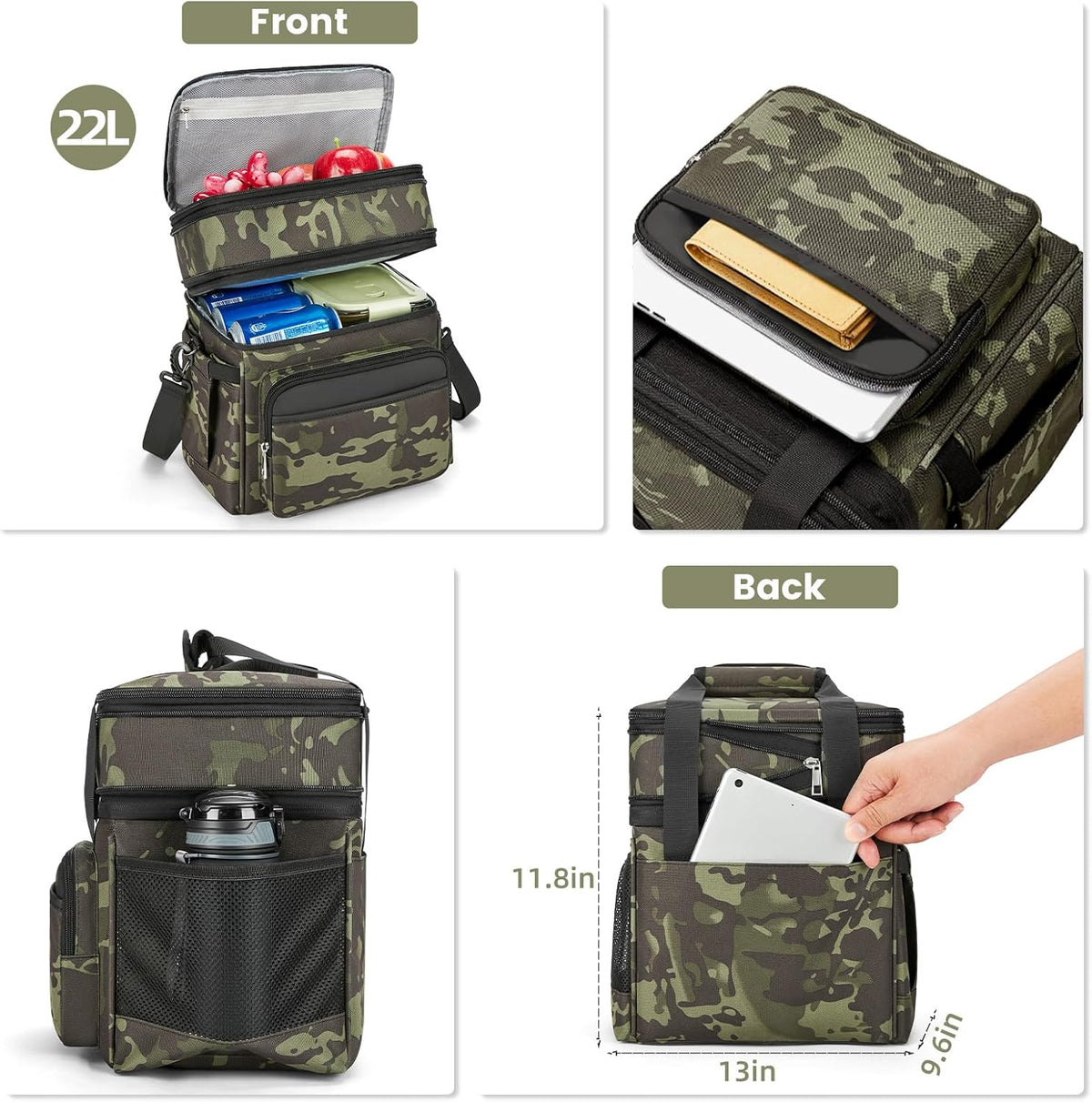 holuxer Bolsa de almuerzo y lonchera para hombres y mujeres, grande...