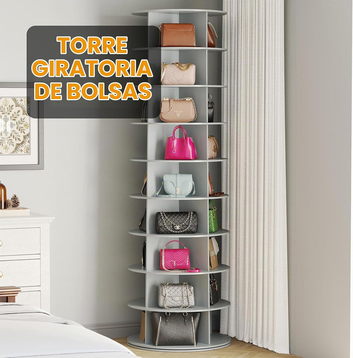 SpaceAid Zapatero giratorio de 9 niveles, torre de exhibición de za...