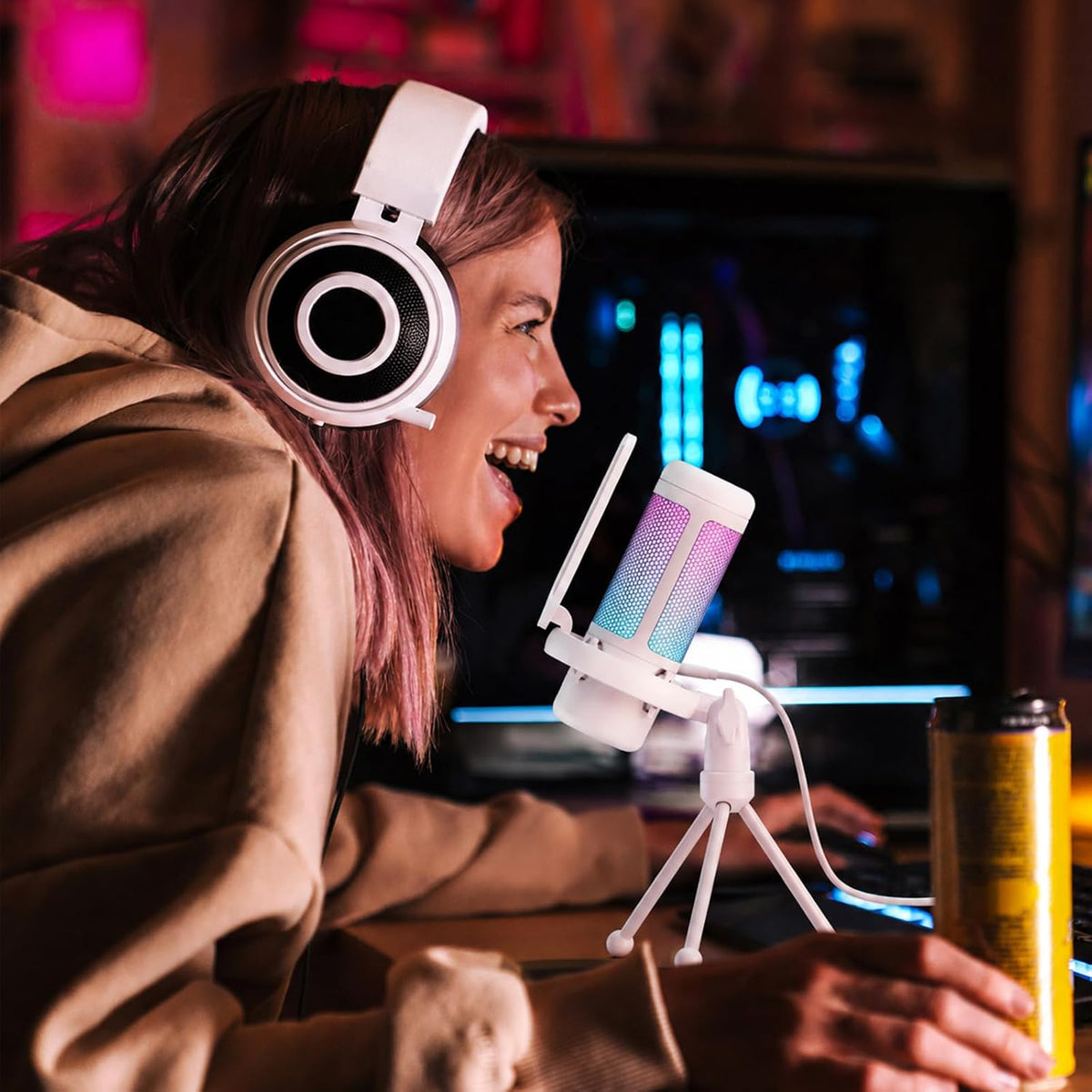 TONOR Micrófono para juegos, micrófono de PC RGB, micrófono USB de...