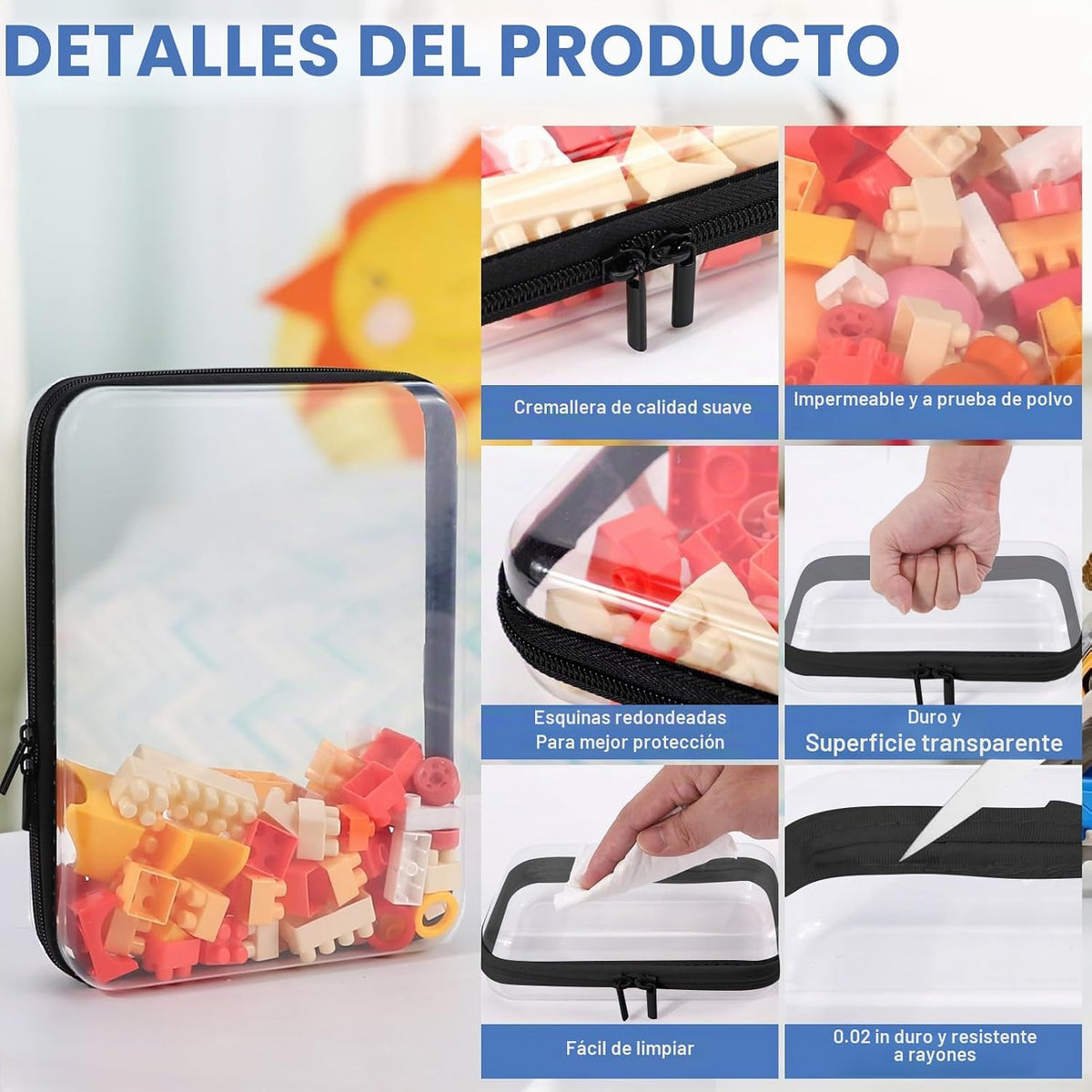 YOPCDJ Paquete de 3 fundas rígidas transparentes con cremallera, Ne...