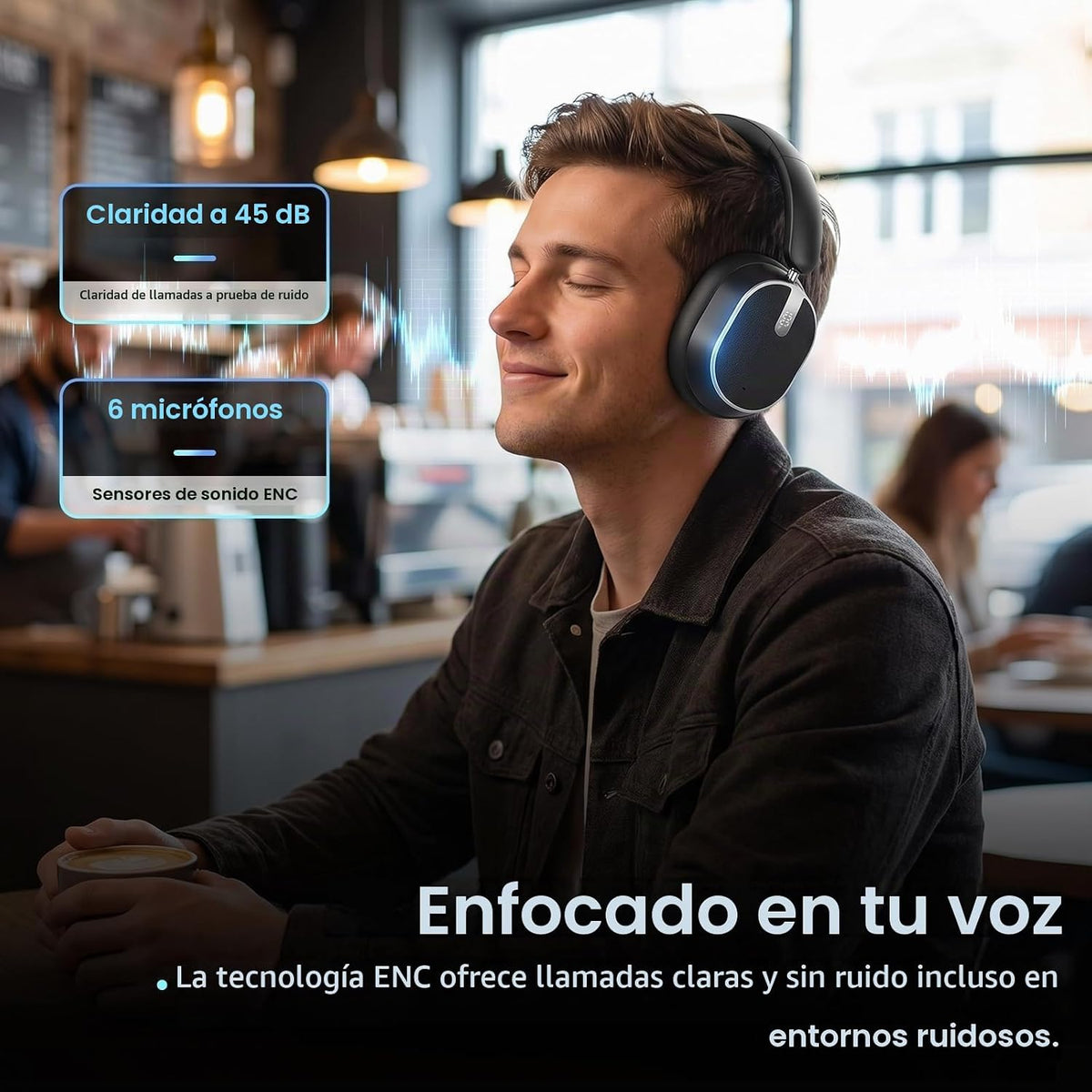Auriculares inalámbricos híbridos con cancelación activa de ruido B...