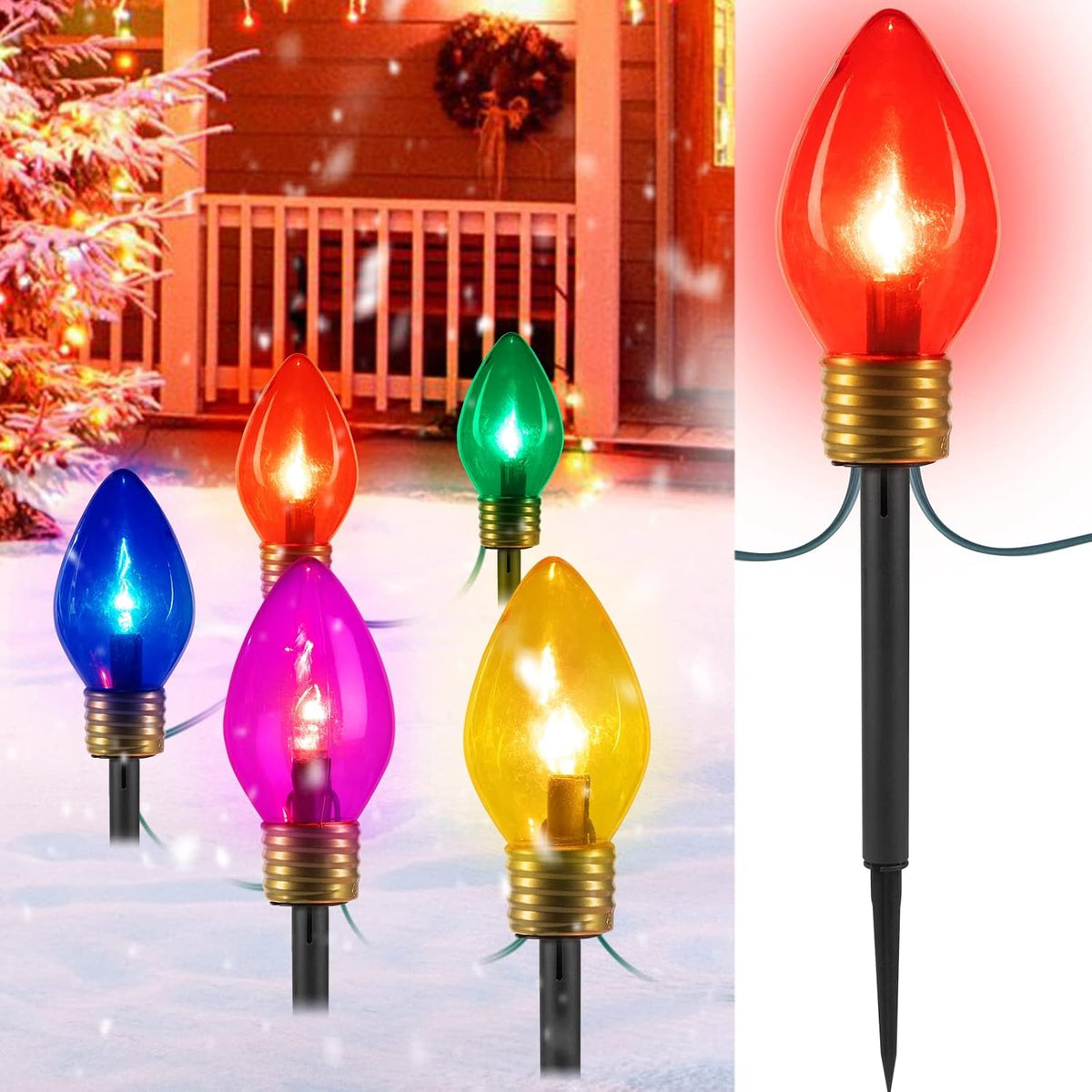 2 paquetes de luces de pasarela Jumbo C9 de Navidad para exteriores...