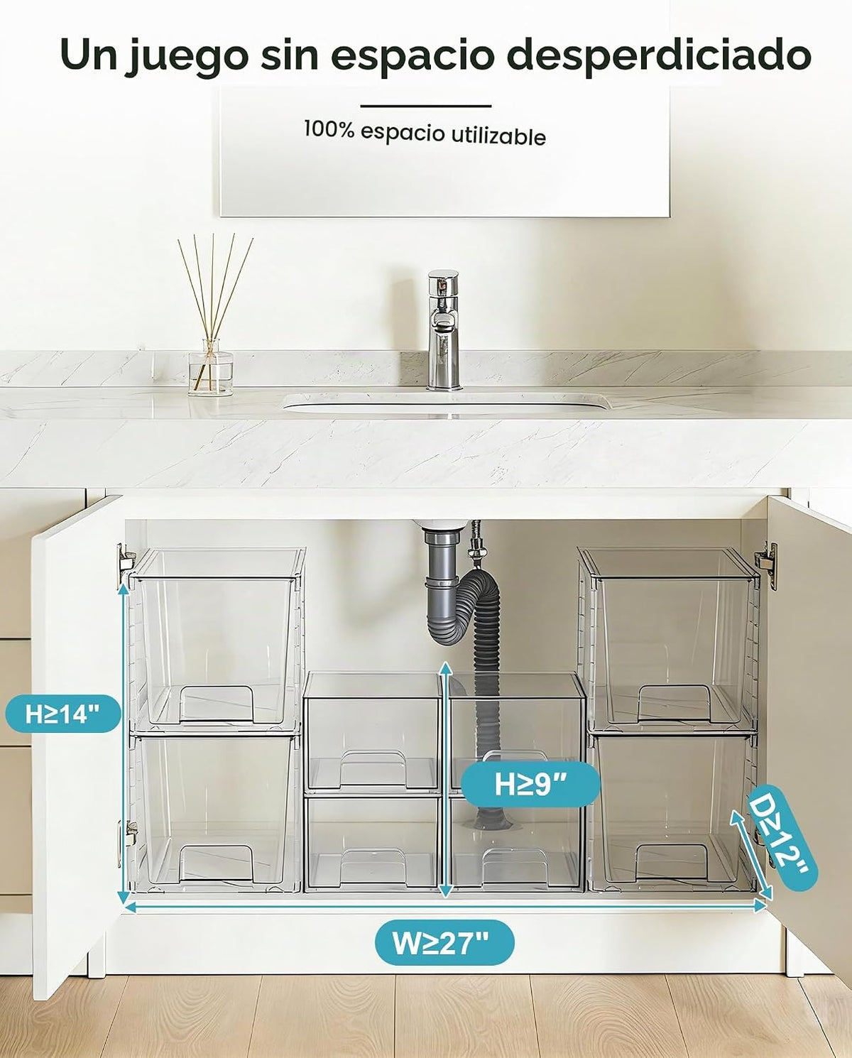 Vtopmart Juego de 8 organizadores transparentes extraíbles para deb...