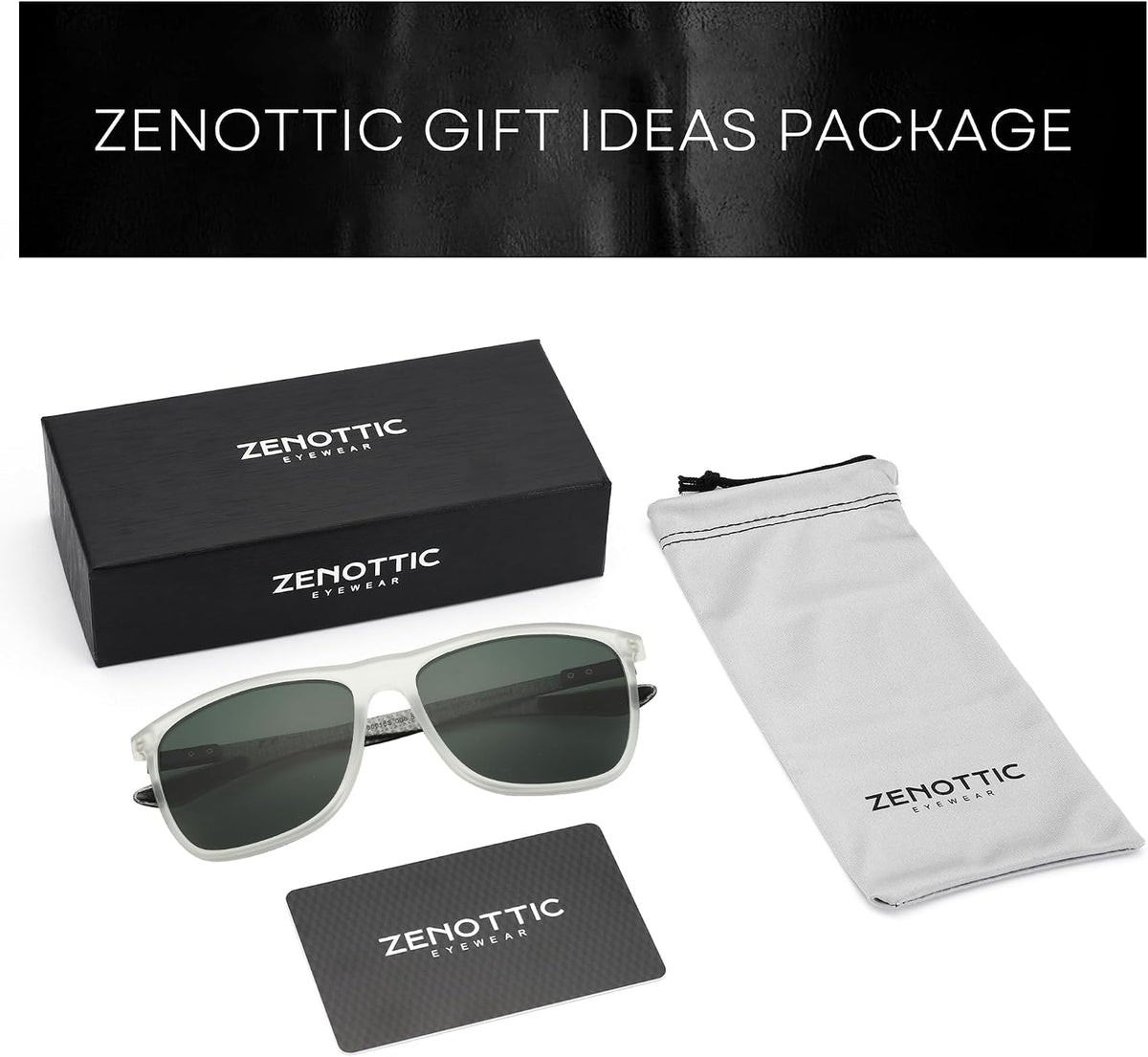 ZENOTTIC Gafas de sol polarizadas cuadradas para hombre, ultraliger...