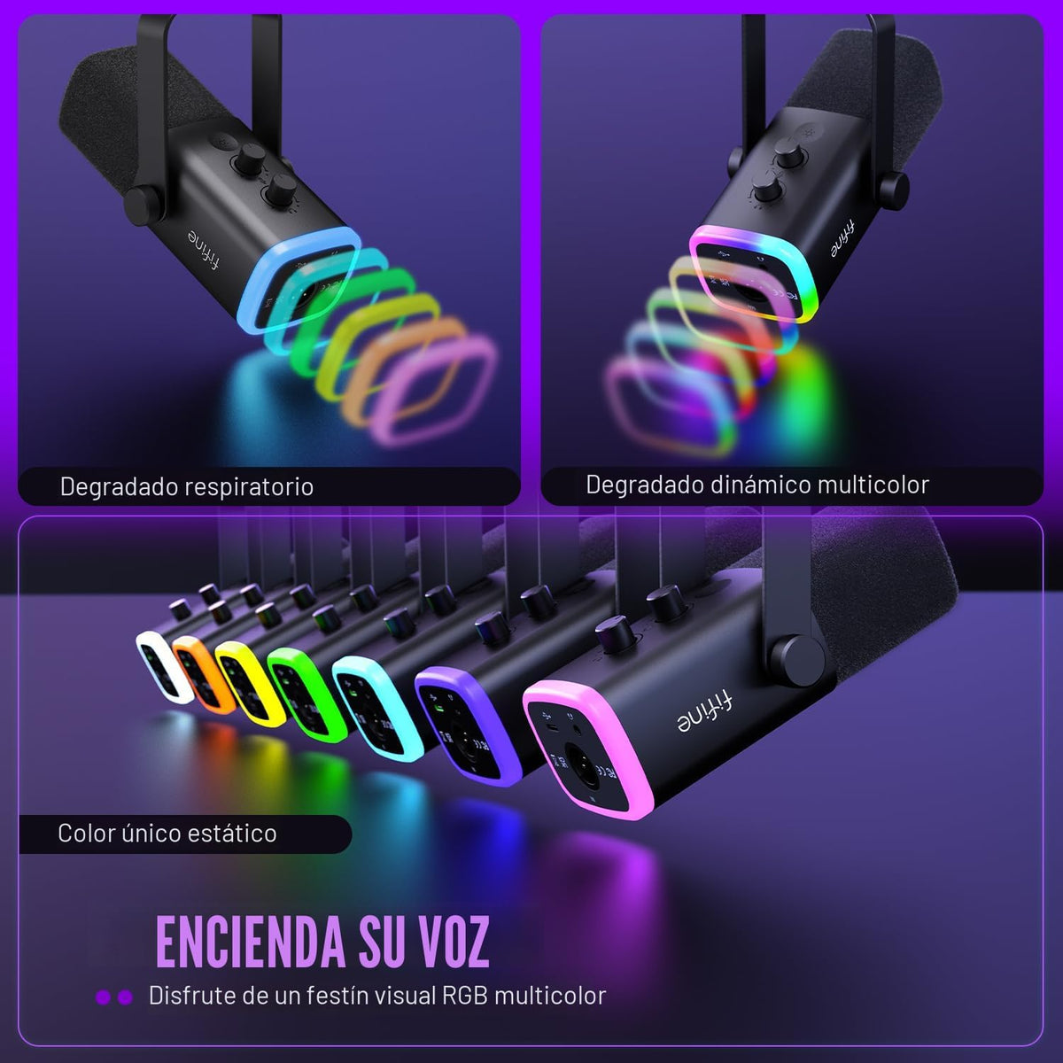 FIFINE AmpliGame AM8 USB\/XLR Micrófono dinámico para transmisión d...