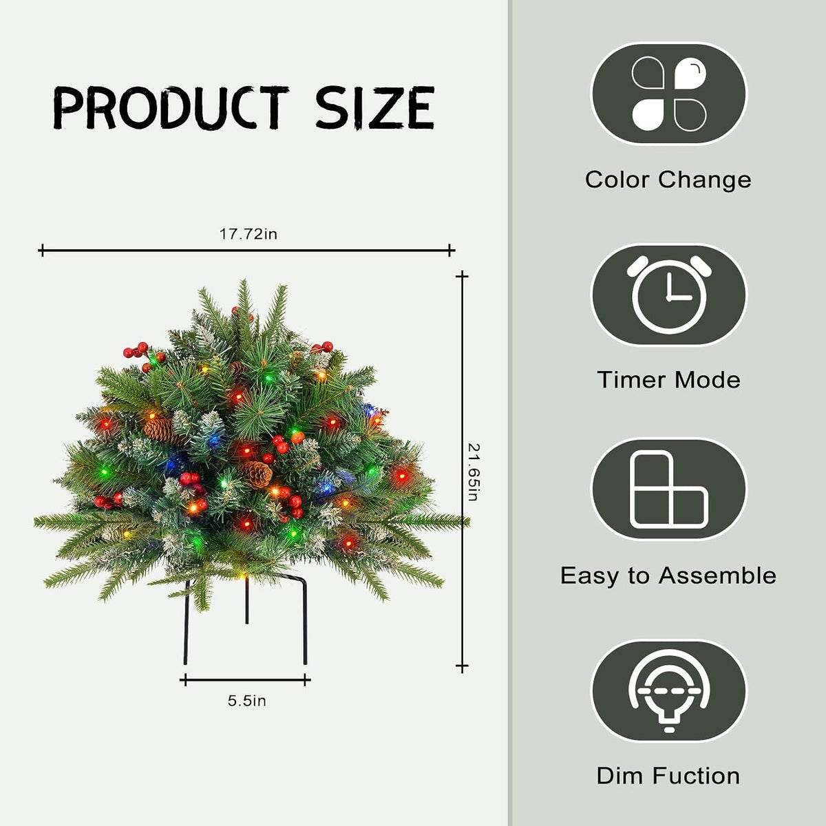 Paquete de 2 urnas artificiales de Navidad, árbol de Navidad preilu...