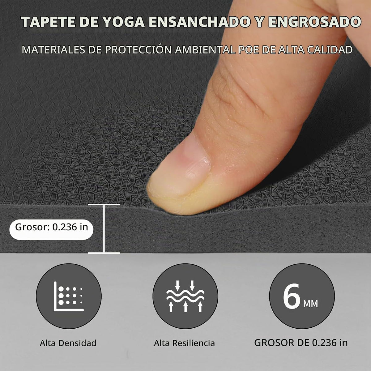 Esterilla grande de yoga de 8 mm (6' x 4') - Extra larga y...