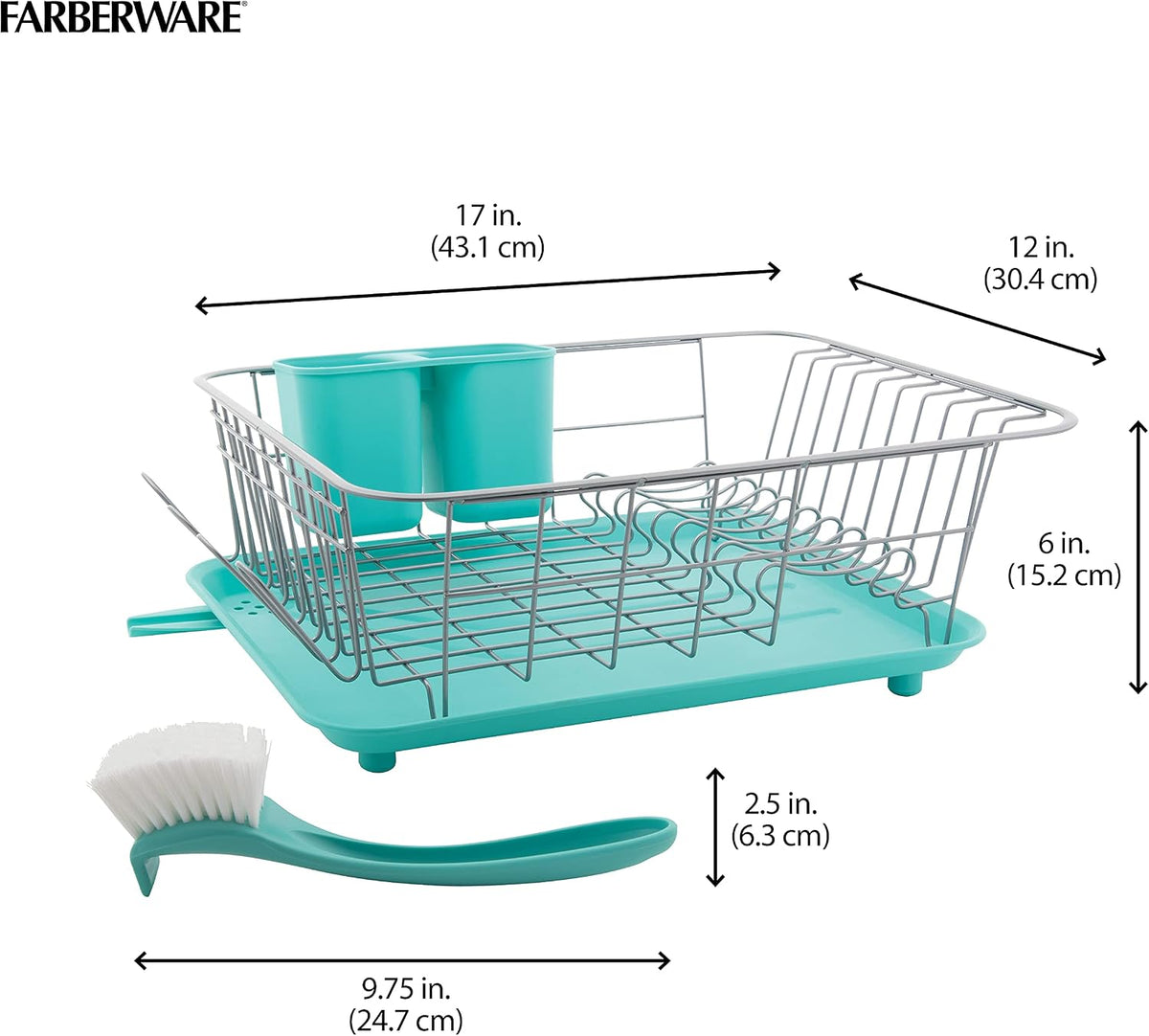 Farberware Classic - Escurreplatos completo, 3 piezas, color aguama...