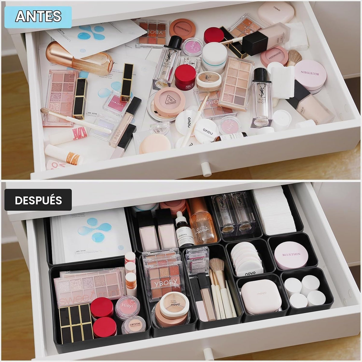 Juego organizador de cajones apilables de 11 piezas, bandejas organ...
