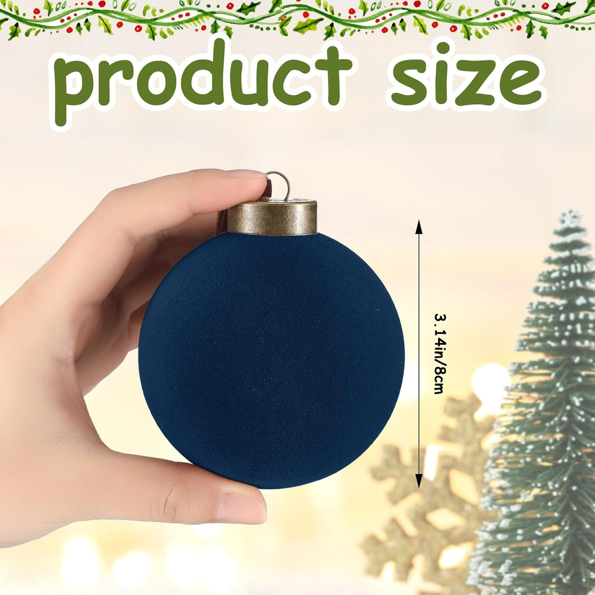 Liliful - 15 bolas de Navidad de terciopelo, color azul marino | Bo...