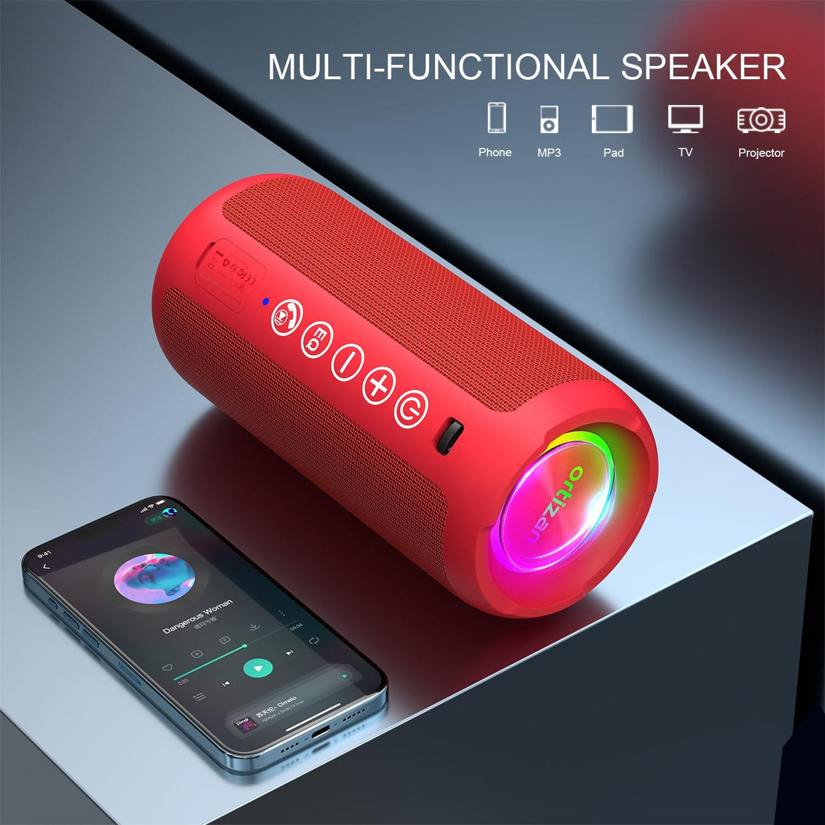 Ortizan Altavoz Bluetooth portátil, impermeable IPX7, inalámbrico,...