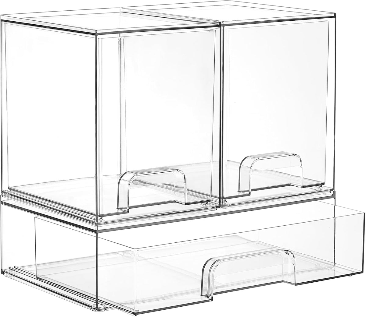 Vtopmart Juego de 3 cajones de almacenamiento apilables transparent...